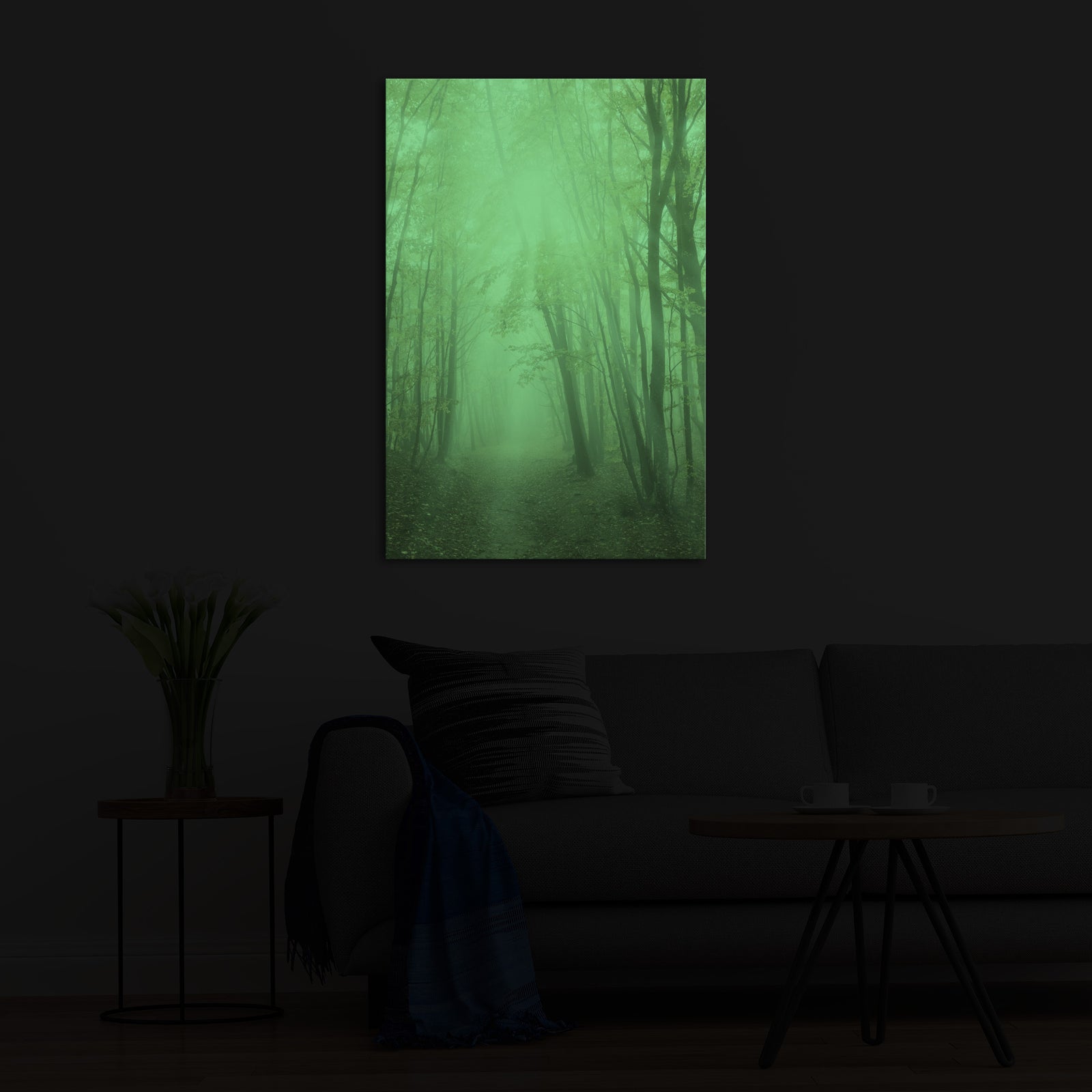 Landscapes No. 162, glowing in a room at night