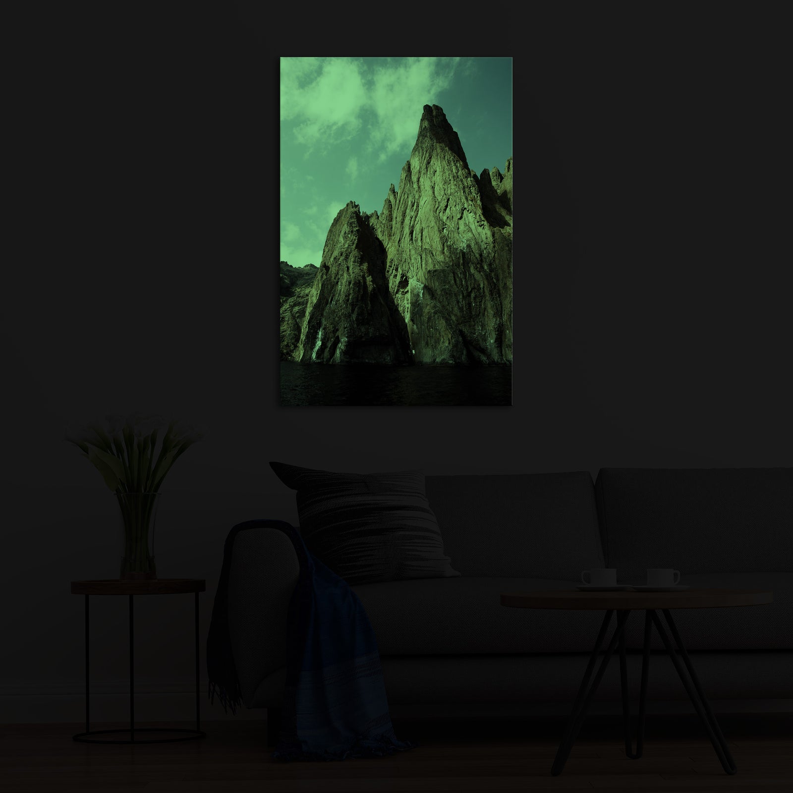Landscapes No. 164, glowing in a room at night