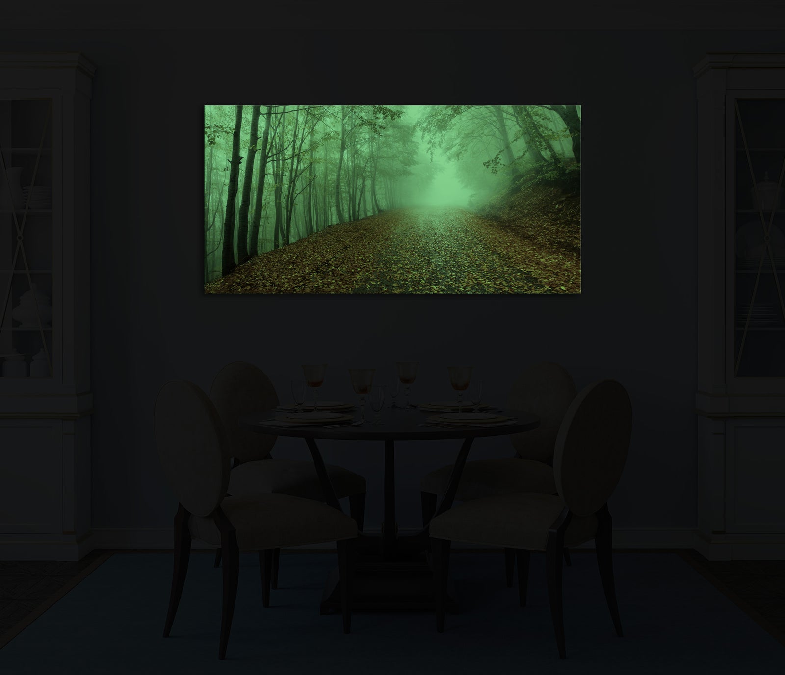 Landscapes No. 165, glowing in a room at night