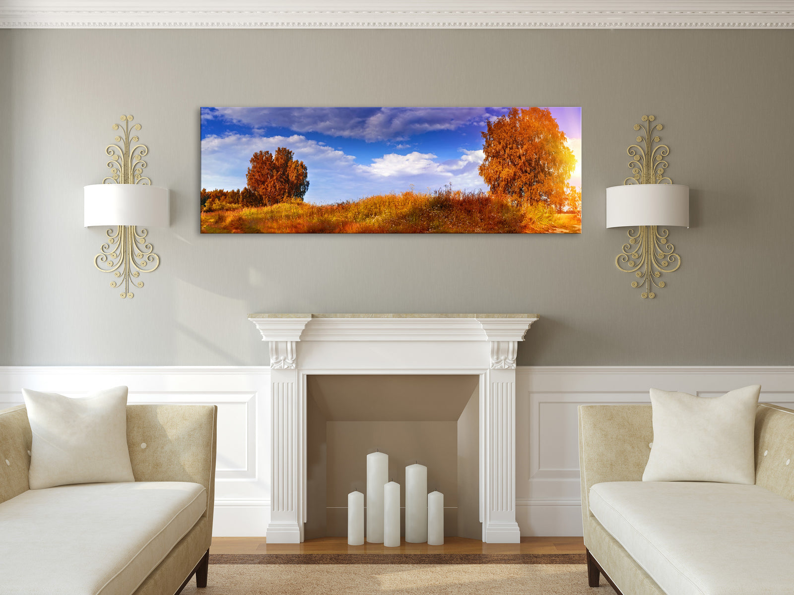 Landscapes No. 166, shown framed in a room by day