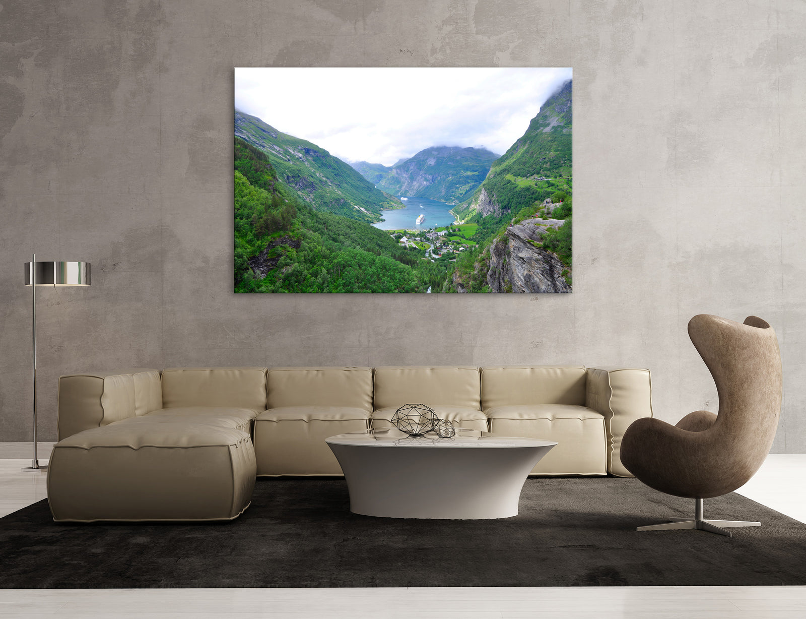 Landscapes No. 167, shown framed in a room by day