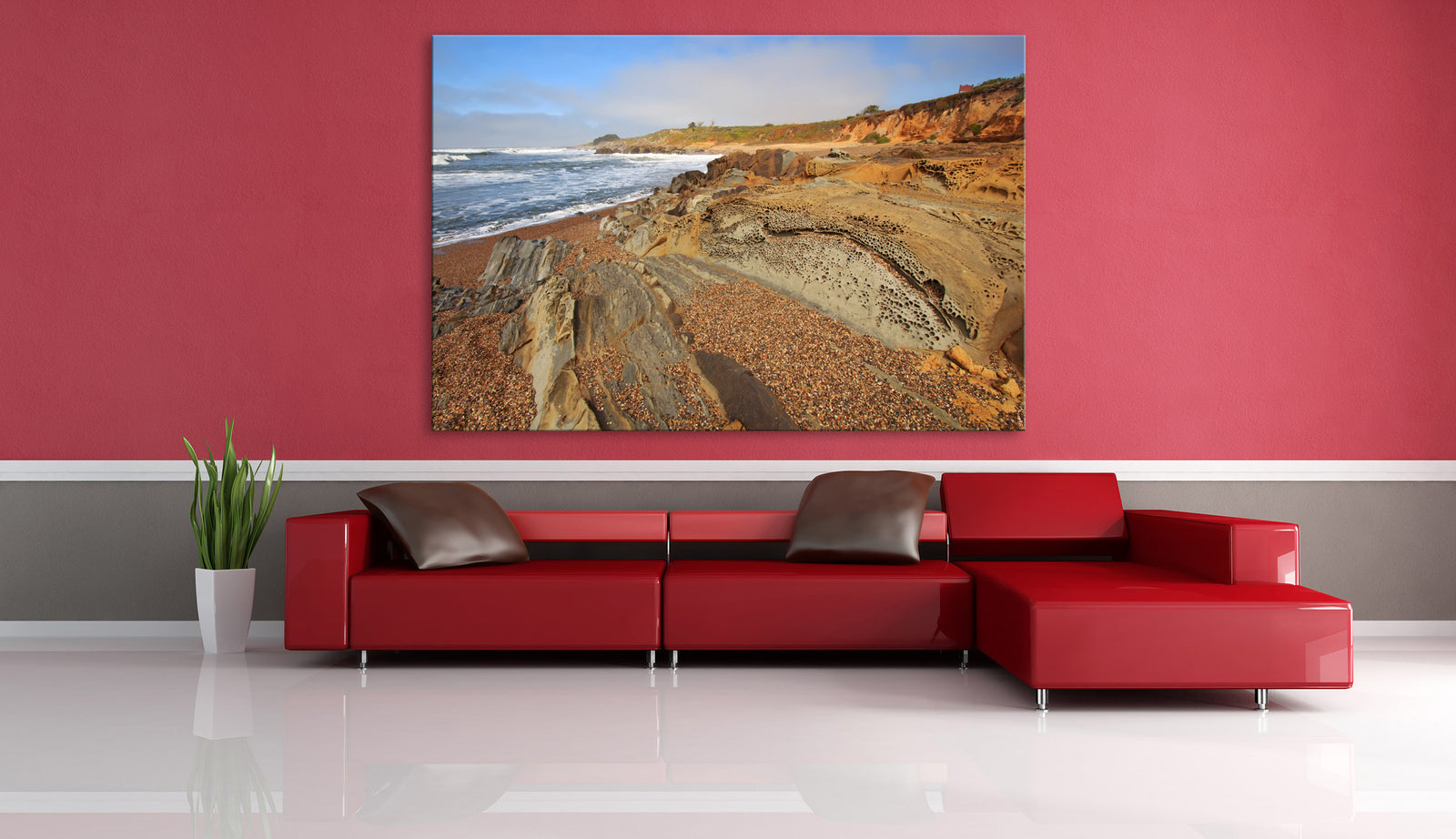 Landscapes No. 169, shown framed in a room by day