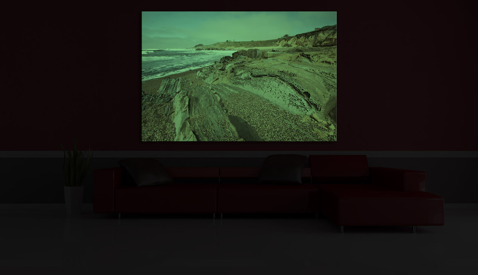 Landscapes No. 169, glowing in a room at night