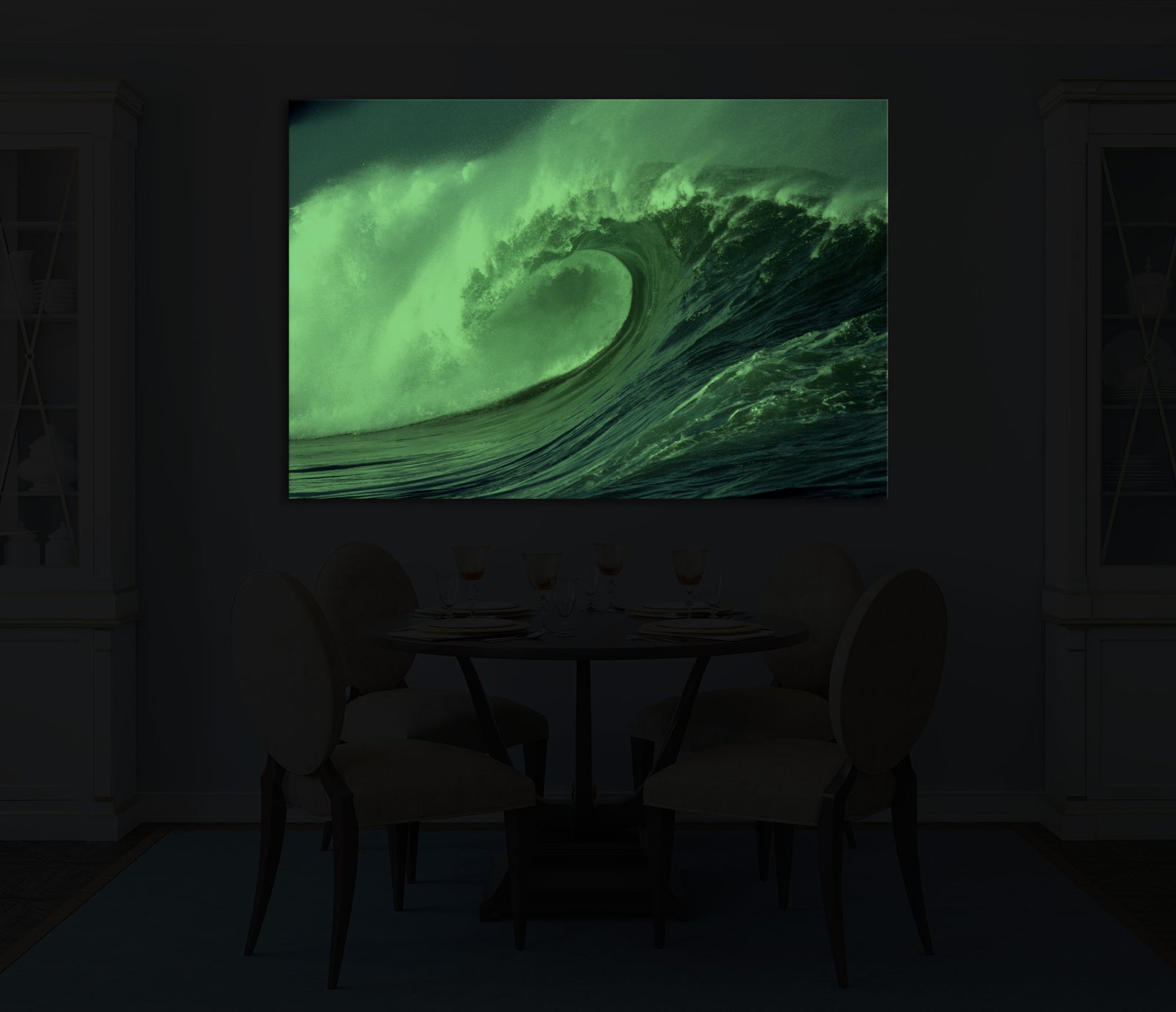 Landscapes No. 170, glowing in a room at night
