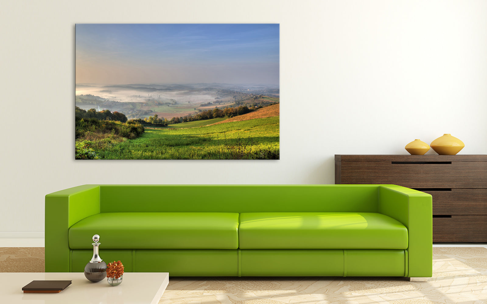 Landscapes No. 174, shown framed in a room by day