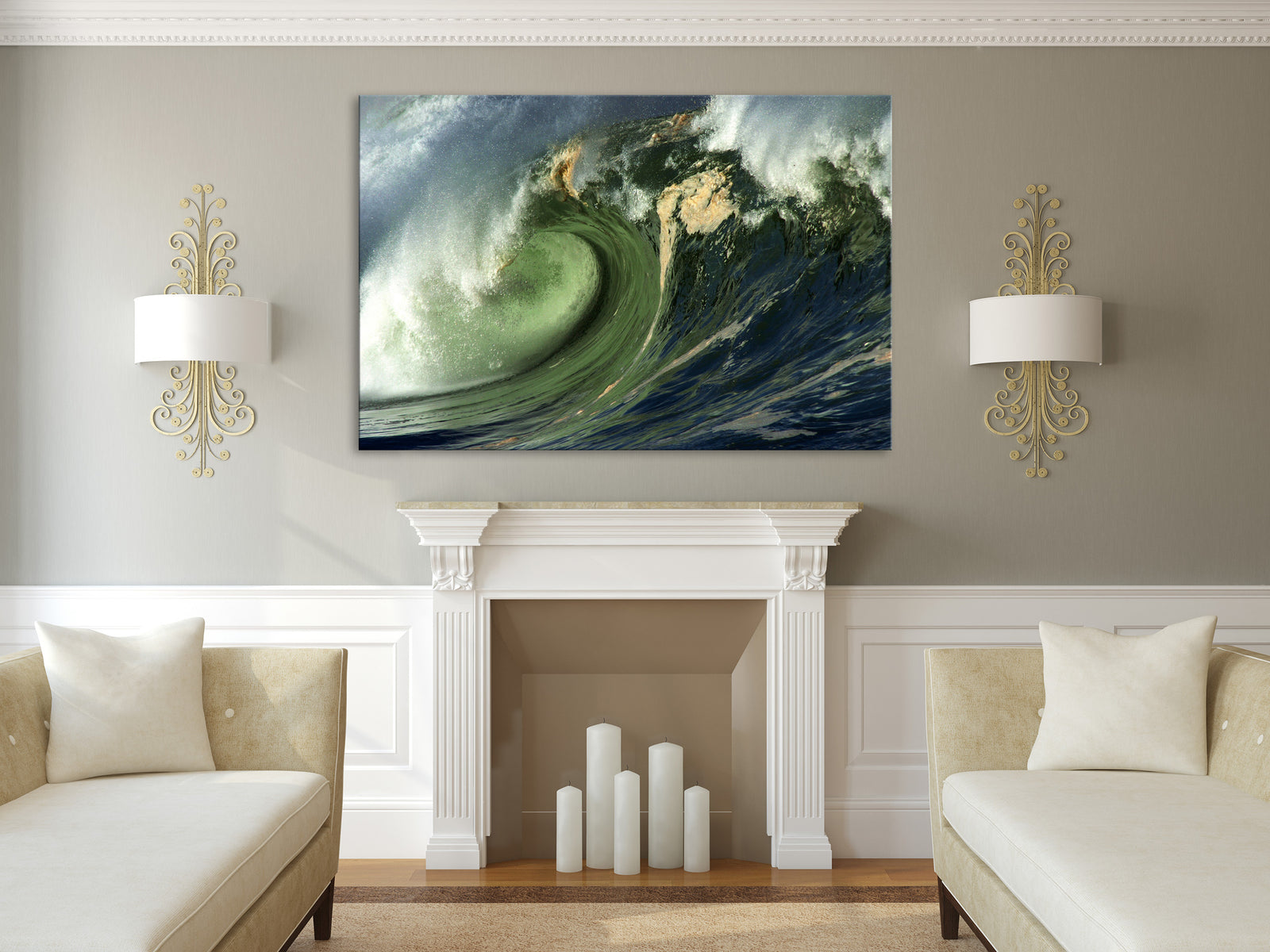 Landscapes No. 175, shown framed in a room by day