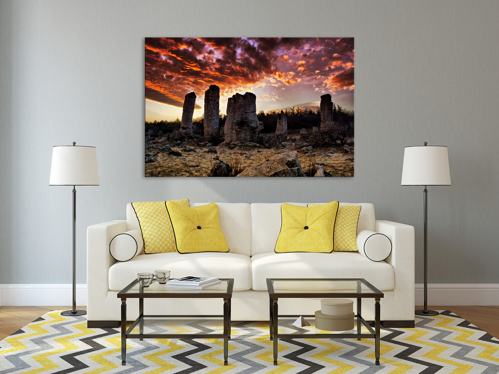 Landscapes No. 176, shown framed in a room by day