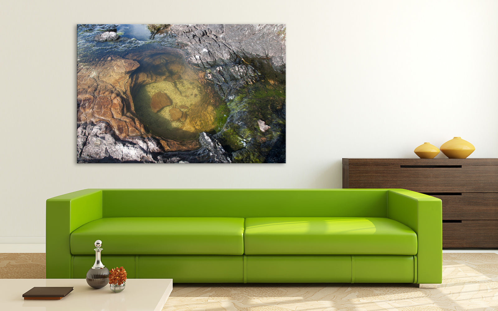 Landscapes No. 177, shown framed in a room by day