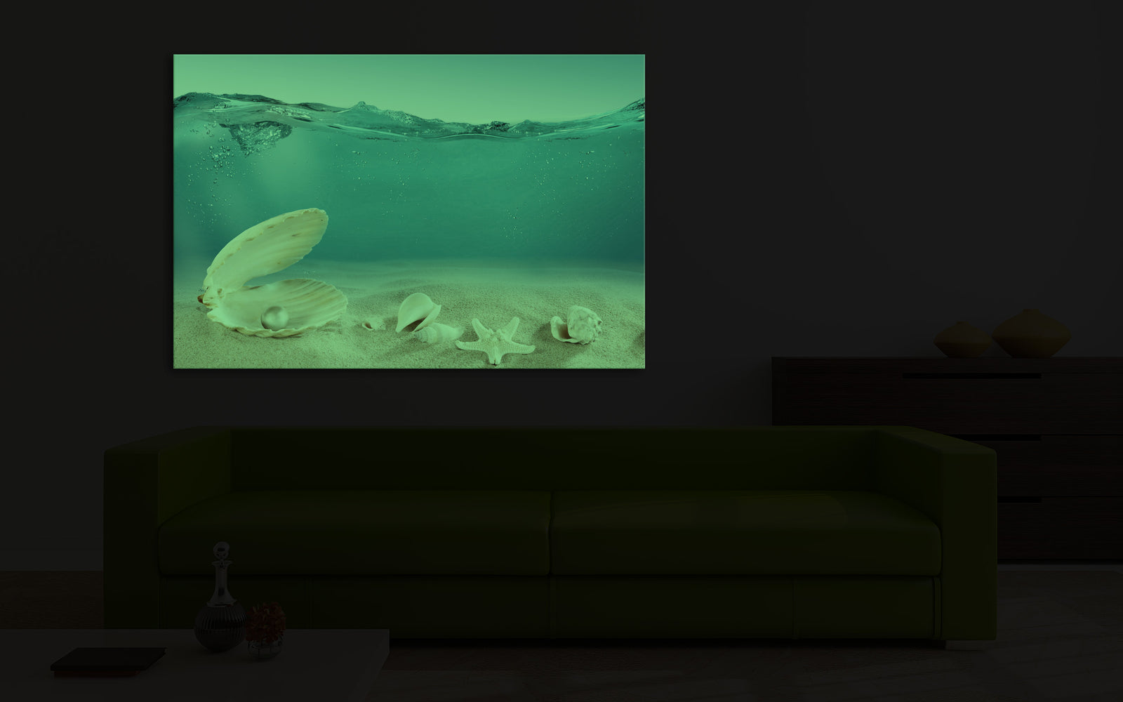 Landscapes No. 178, glowing in a room at night