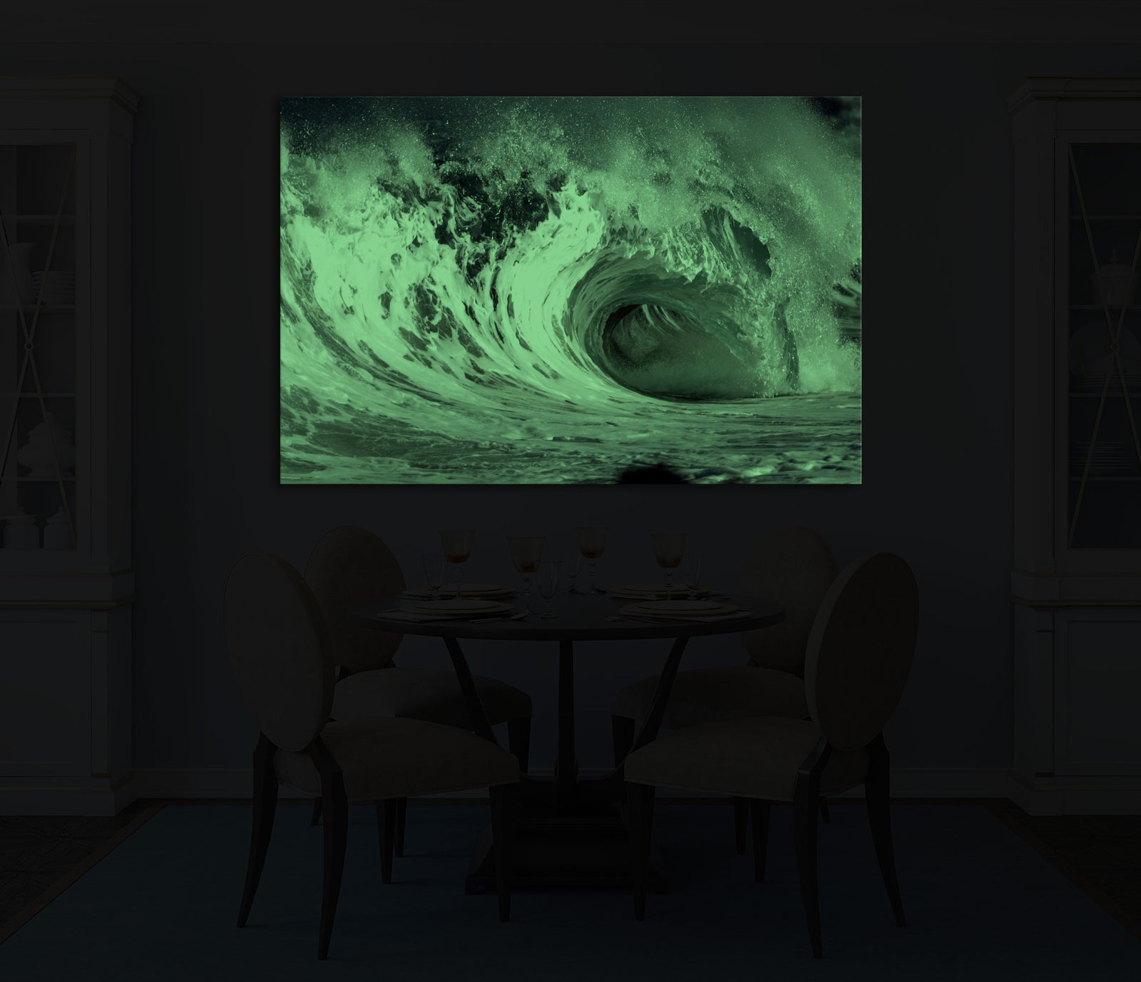 Landscapes No. 179, glowing in a room at night