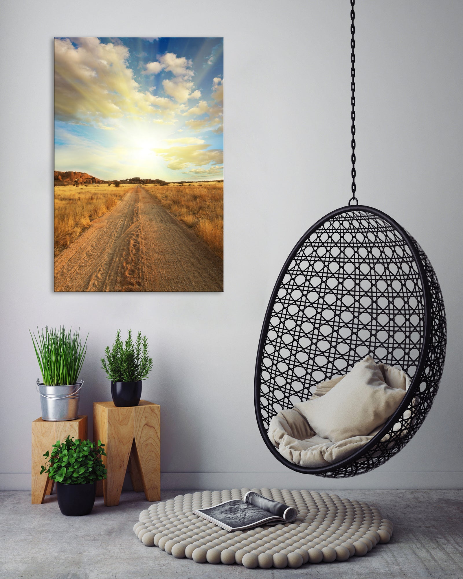 Landscapes No. 180, shown framed in a room by day