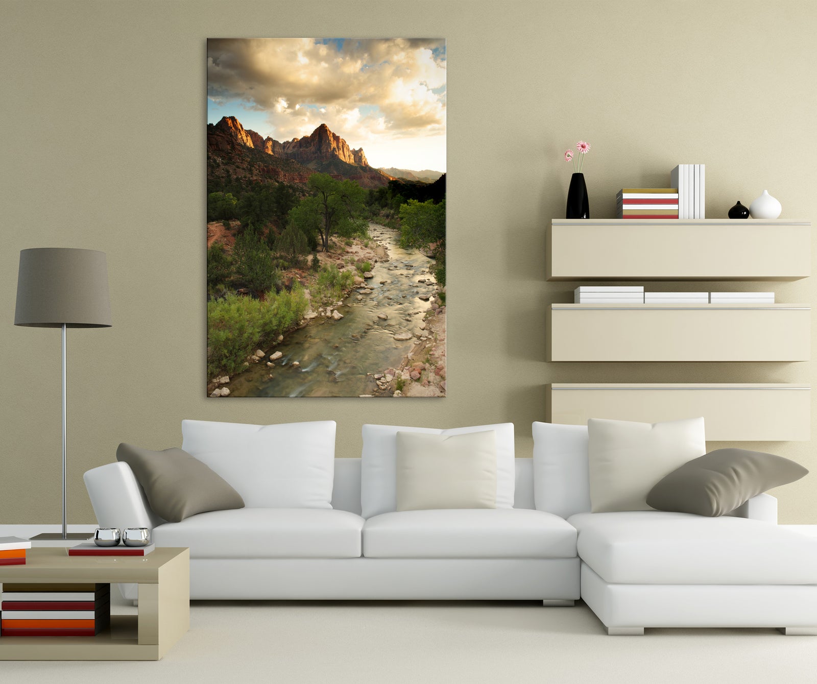 Landscapes No. 181, shown framed in a room by day