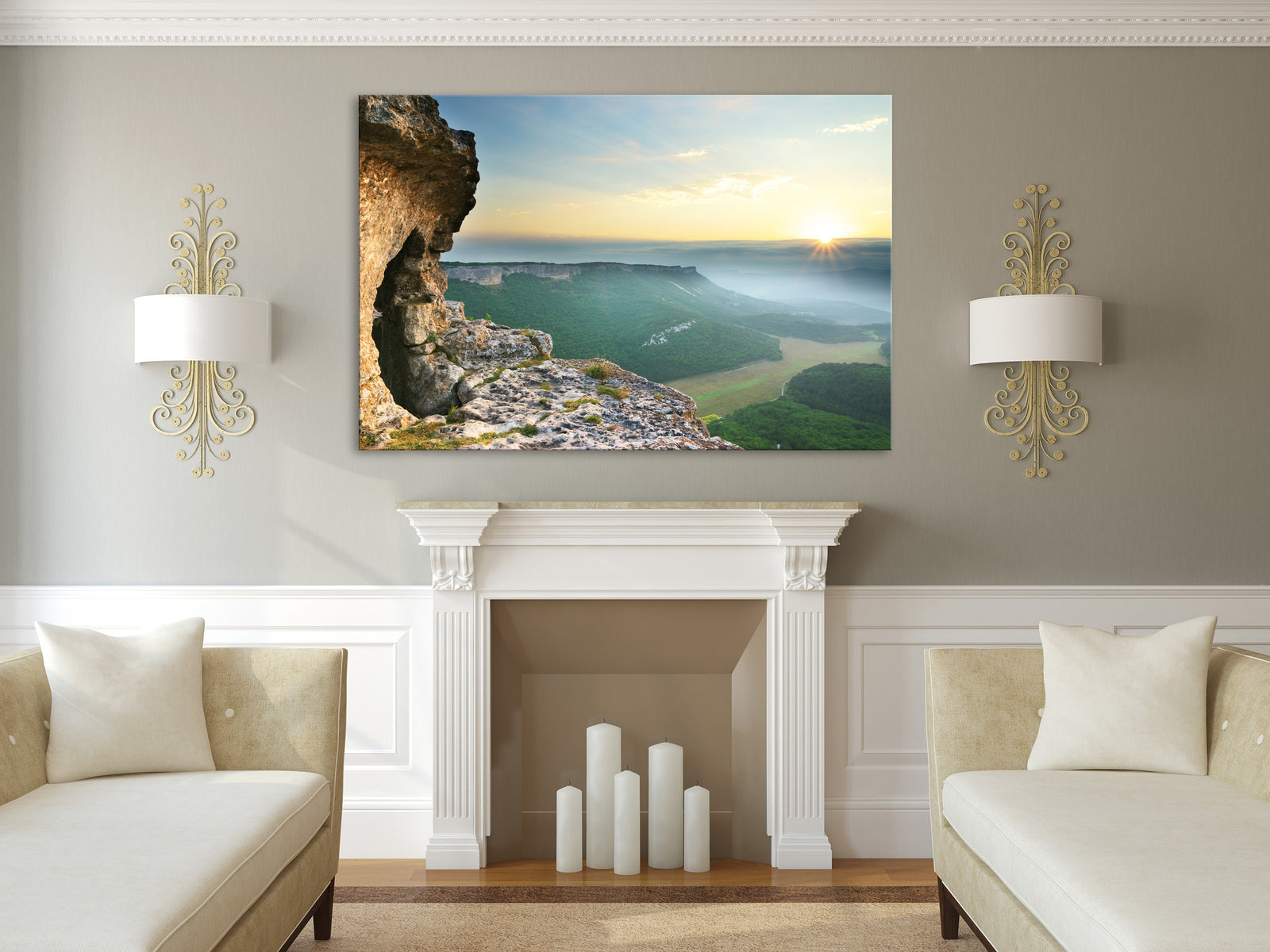 Landscapes No. 182, shown framed in a room by day
