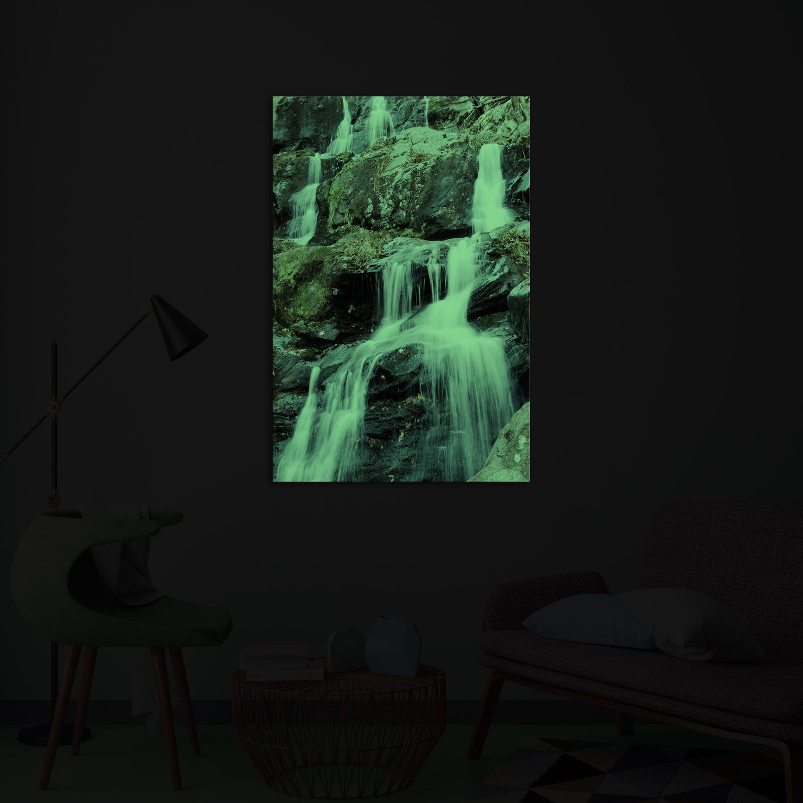 Landscapes No. 184, glowing in a room at night