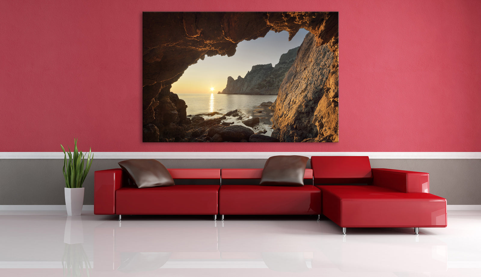 Landscapes No. 185, shown framed in a room by day