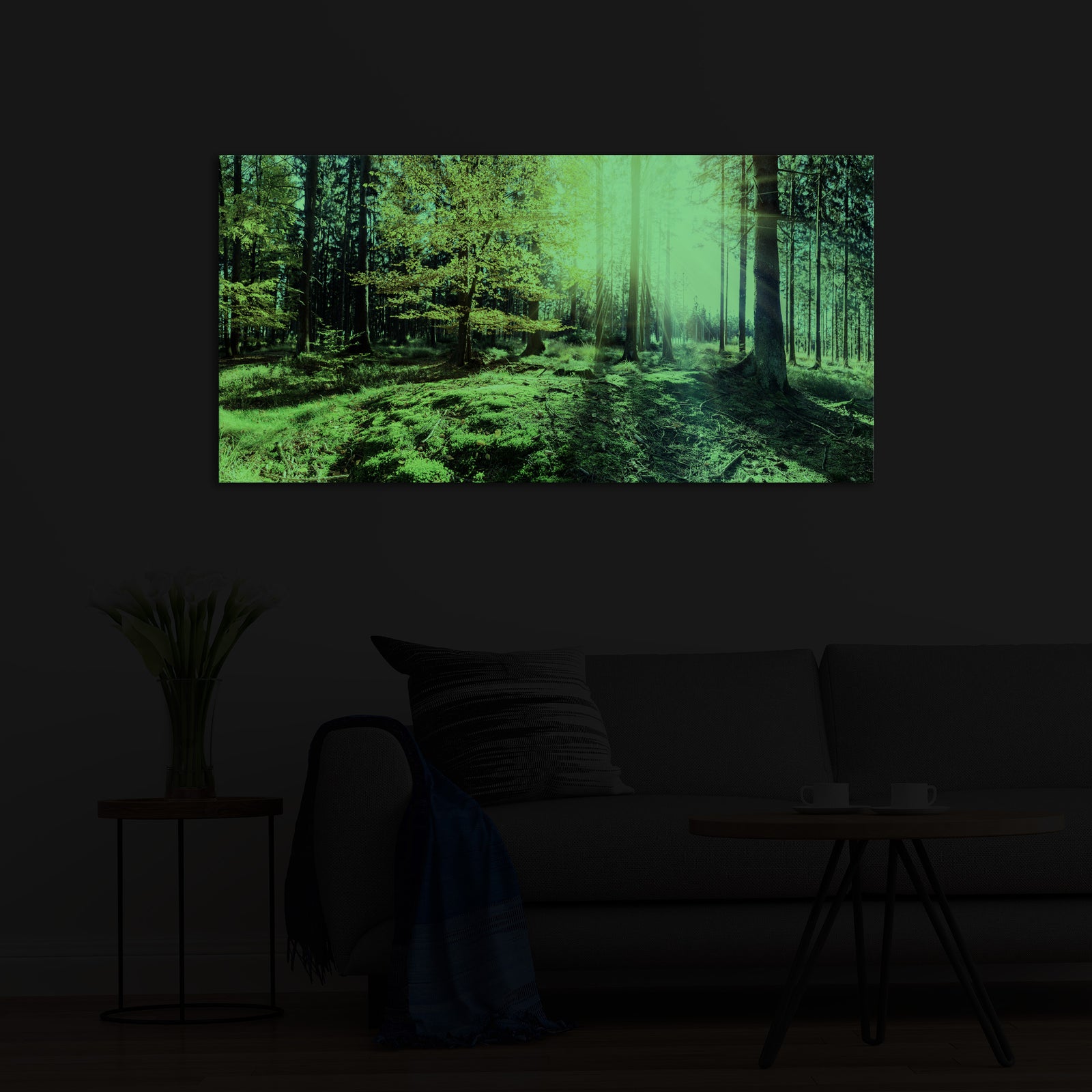 Landscapes No. 186, glowing in a room at night