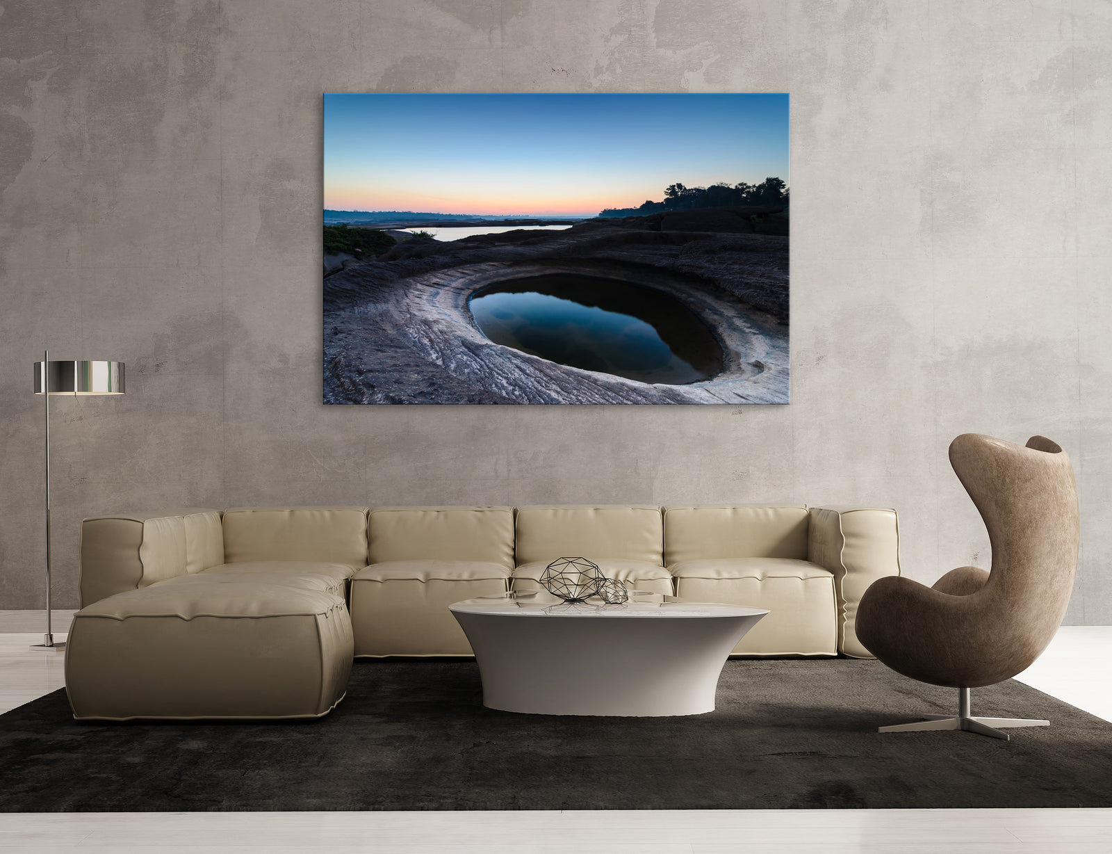 Landscapes No. 187, shown framed in a room by day