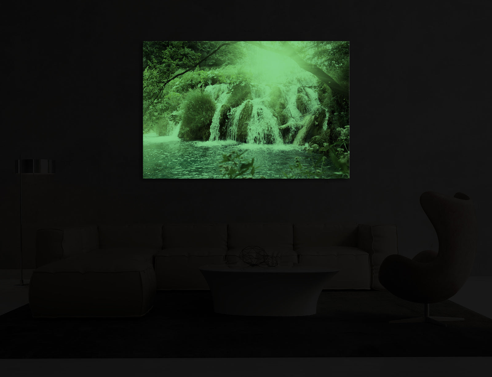 Landscapes No. 188, glowing in a room at night