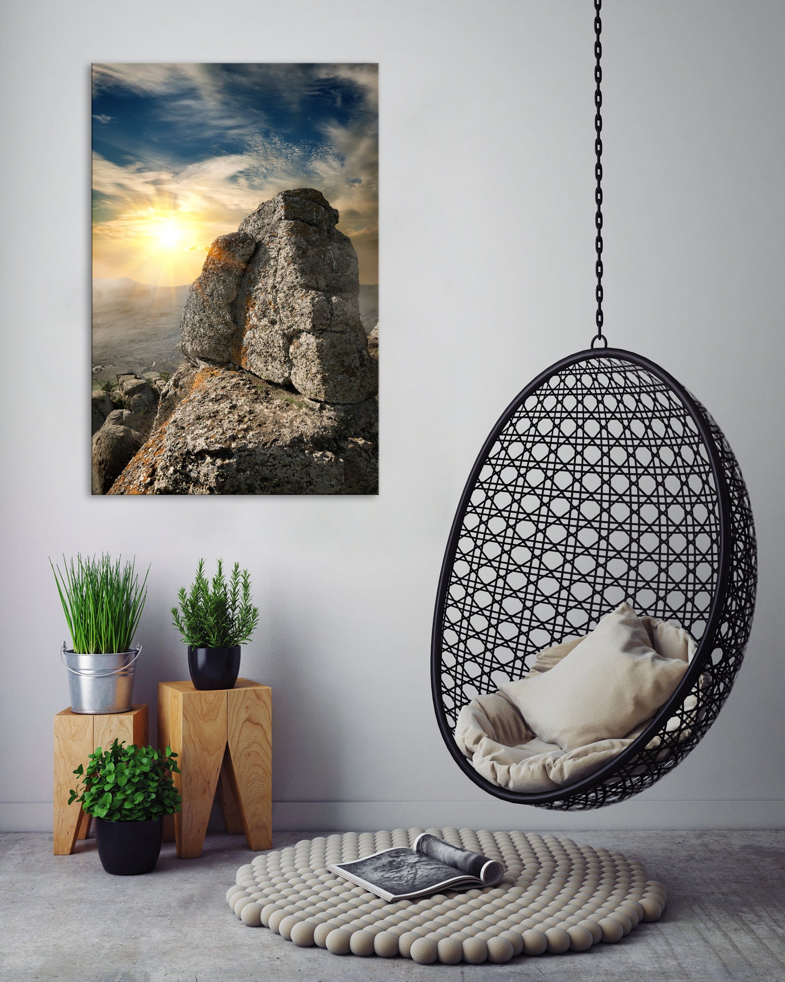 Landscapes No. 189, shown framed in a room by day