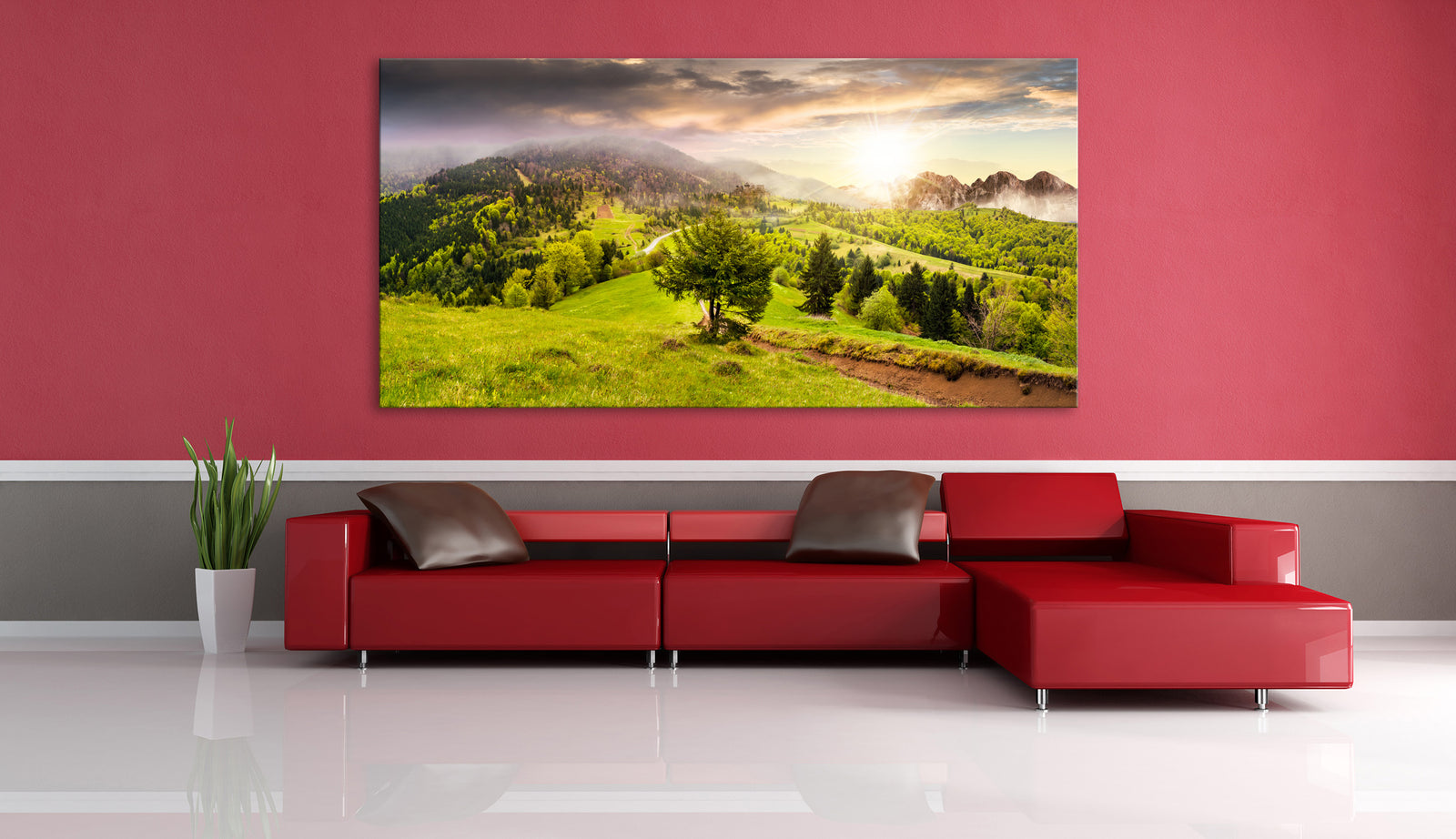 Landscapes No. 190, shown framed in a room by day