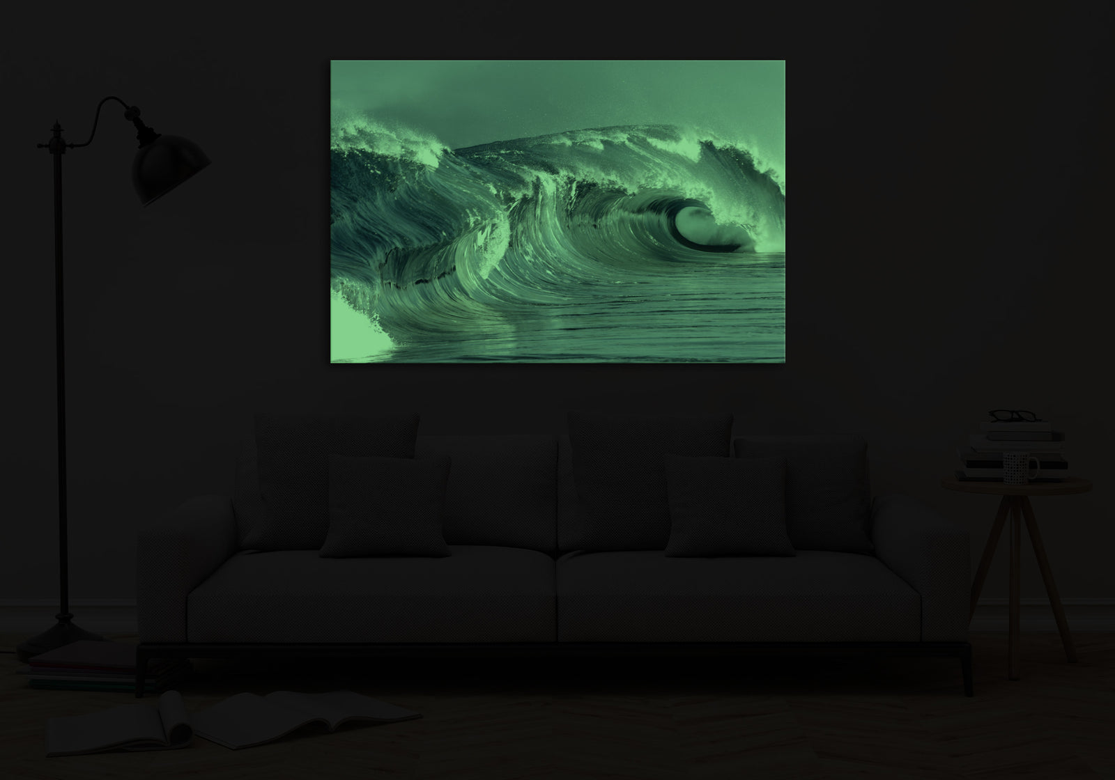 Landscapes No. 191, glowing in a room at night