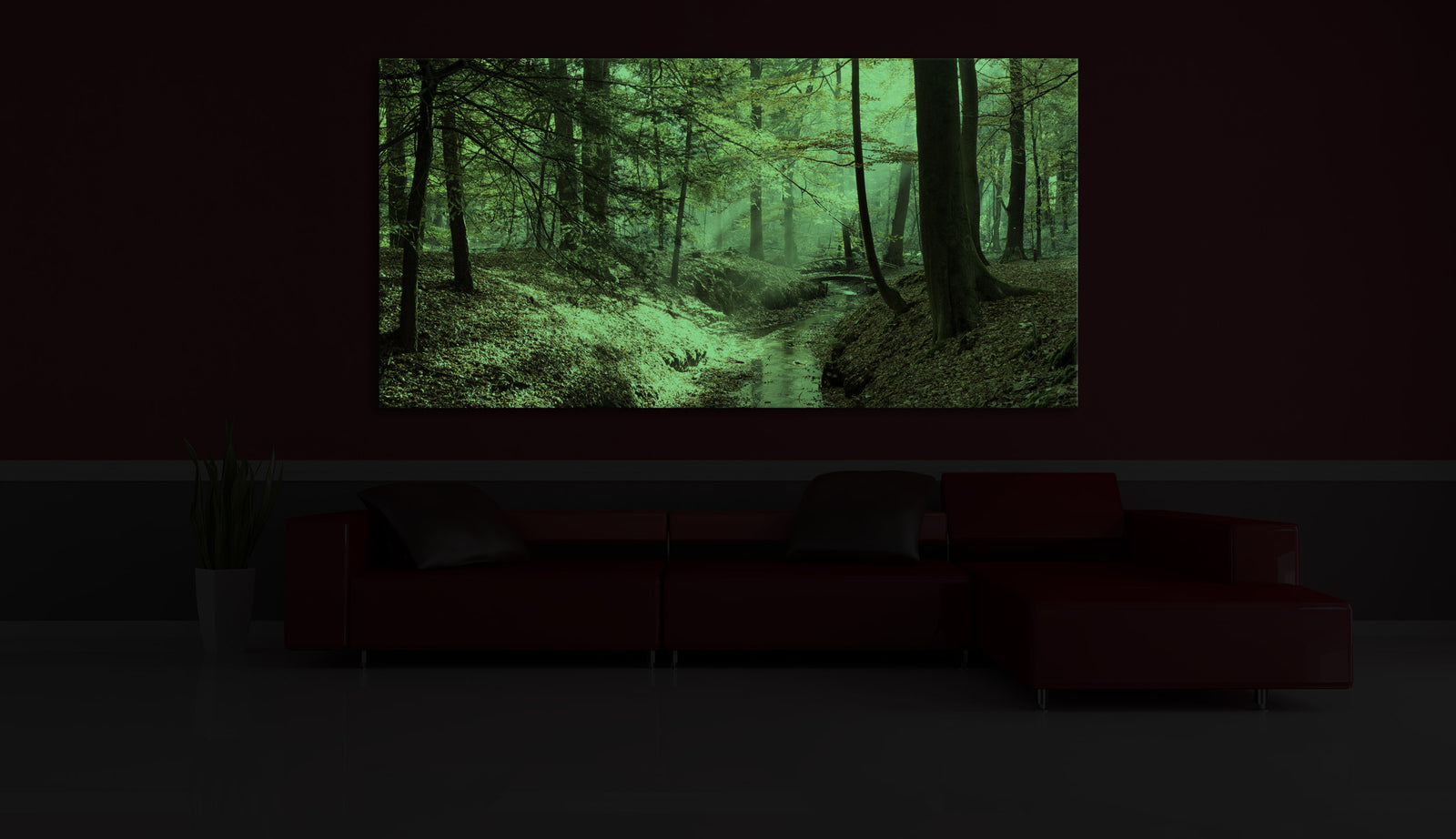 Landscapes No. 192, glowing in a room at night