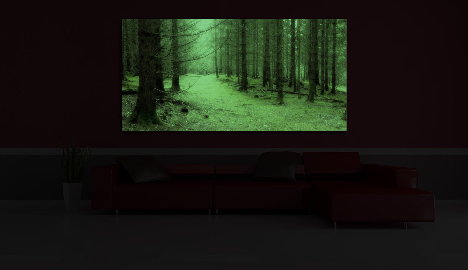 Landscapes No. 194, glowing in a room at night