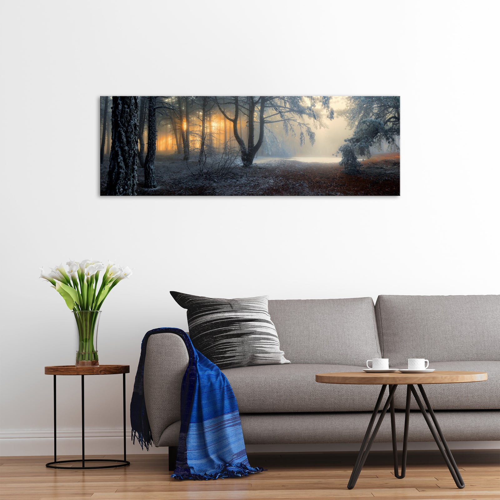 Landscapes No. 195, shown framed in a room by day