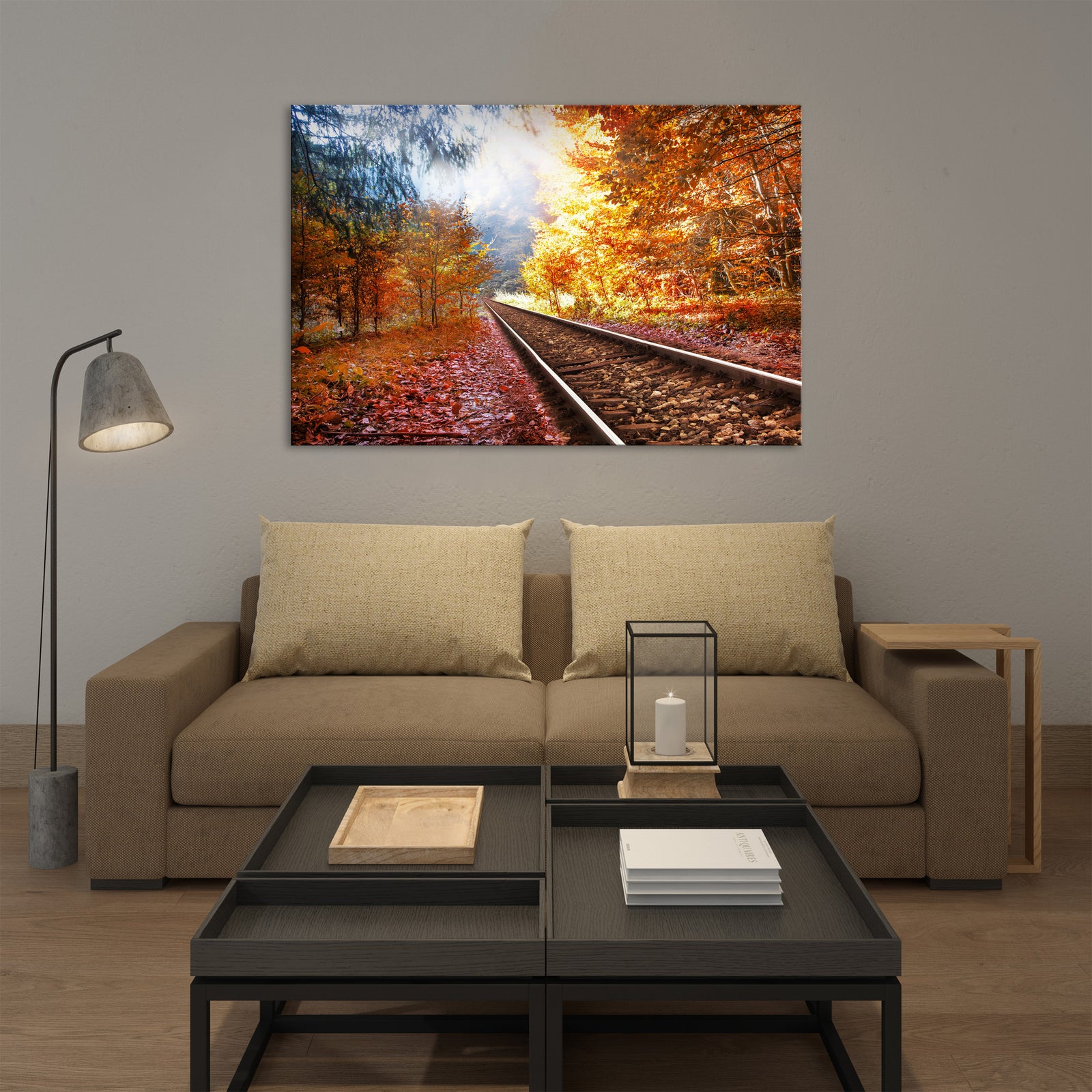 Landscapes No. 196, shown framed in a room by day