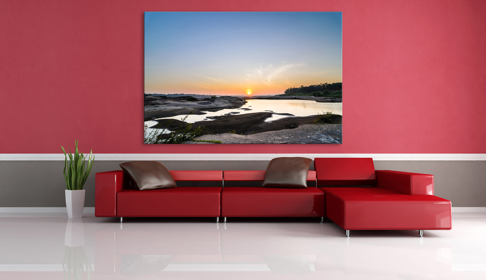 Landscapes No. 199, shown framed in a room by day