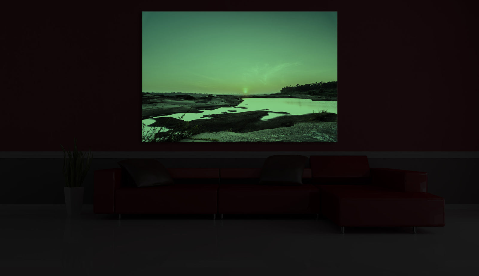 Landscapes No. 199, glowing in a room at night