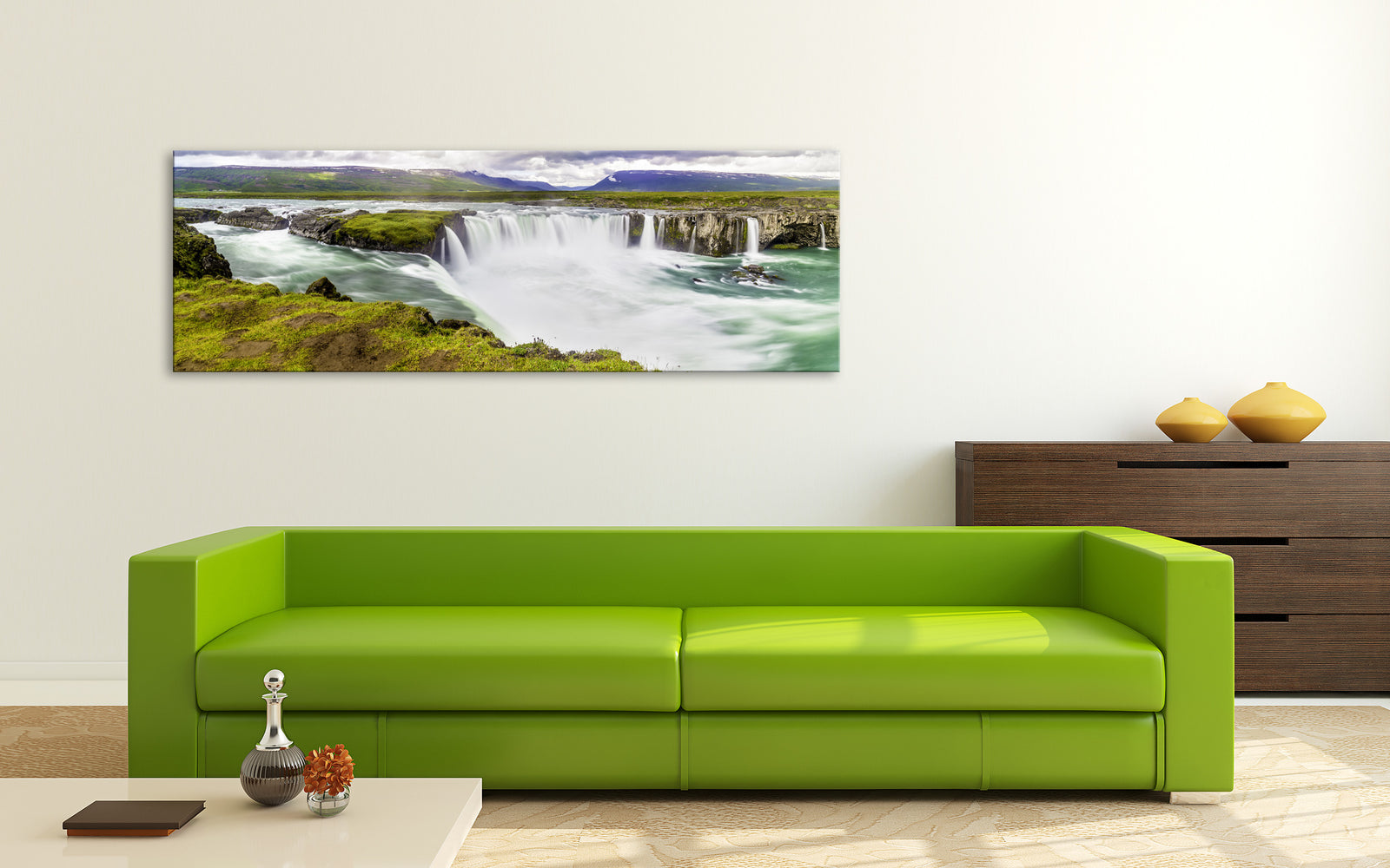 Landscapes No. 200, shown framed in a room by day