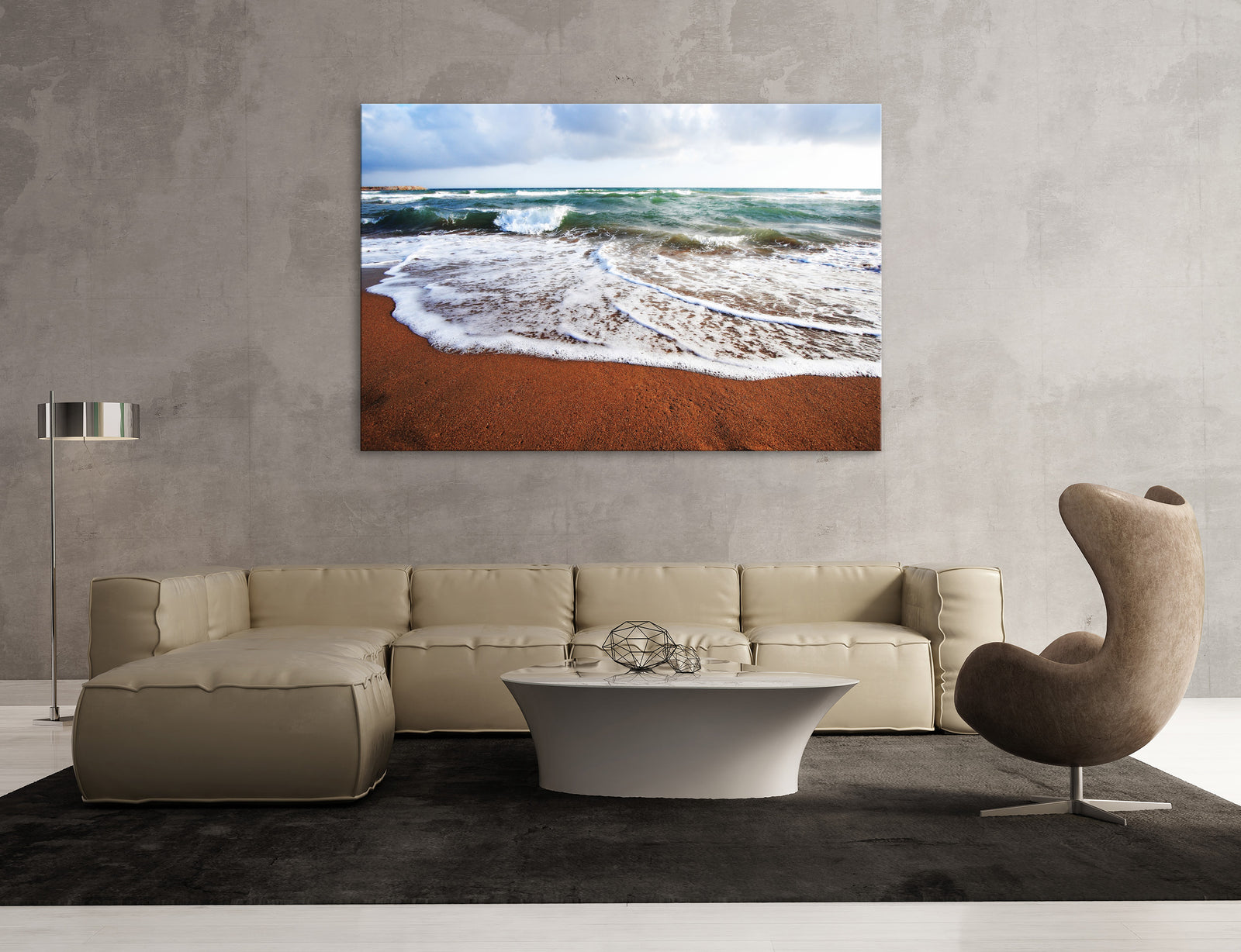 Landscapes No. 201, shown framed in a room by day