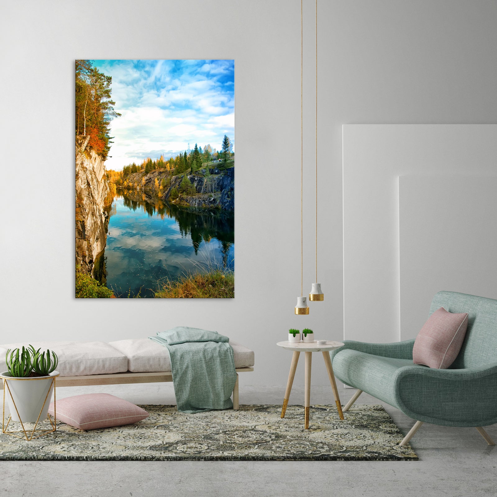 Landscapes No. 202, shown framed in a room by day