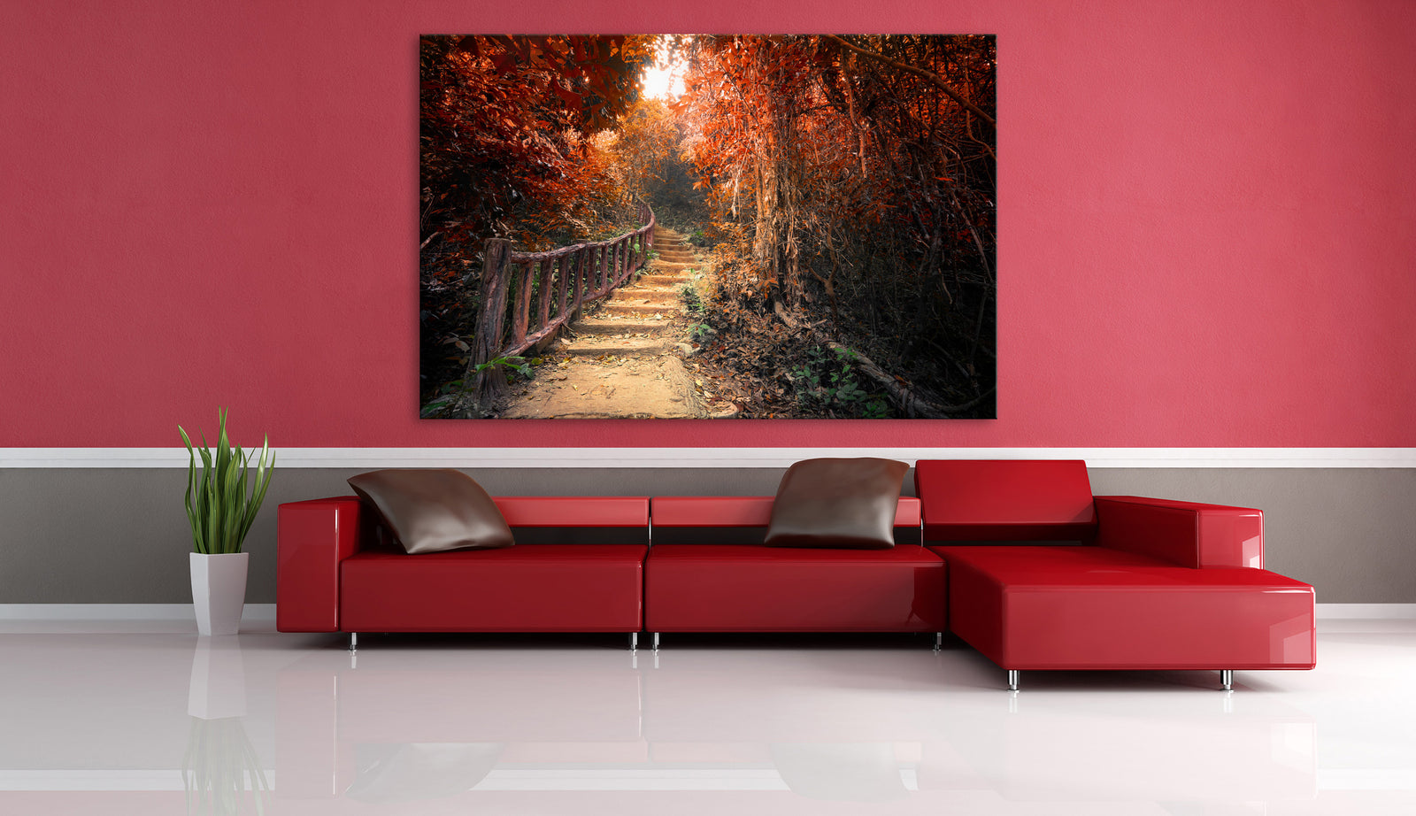 Landscapes No. 203, shown framed in a room by day