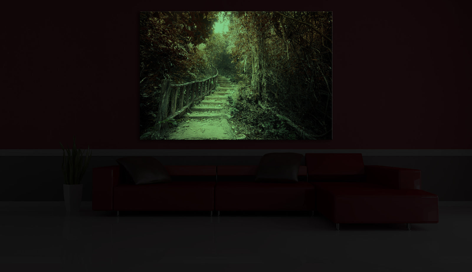 Landscapes No. 203, glowing in a room at night