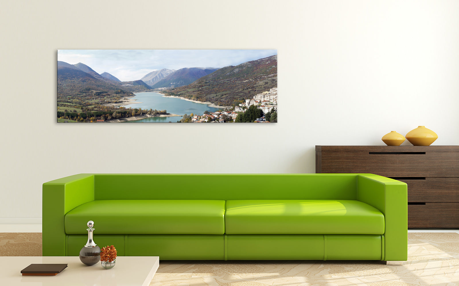 Landscapes No. 205, shown framed in a room by day