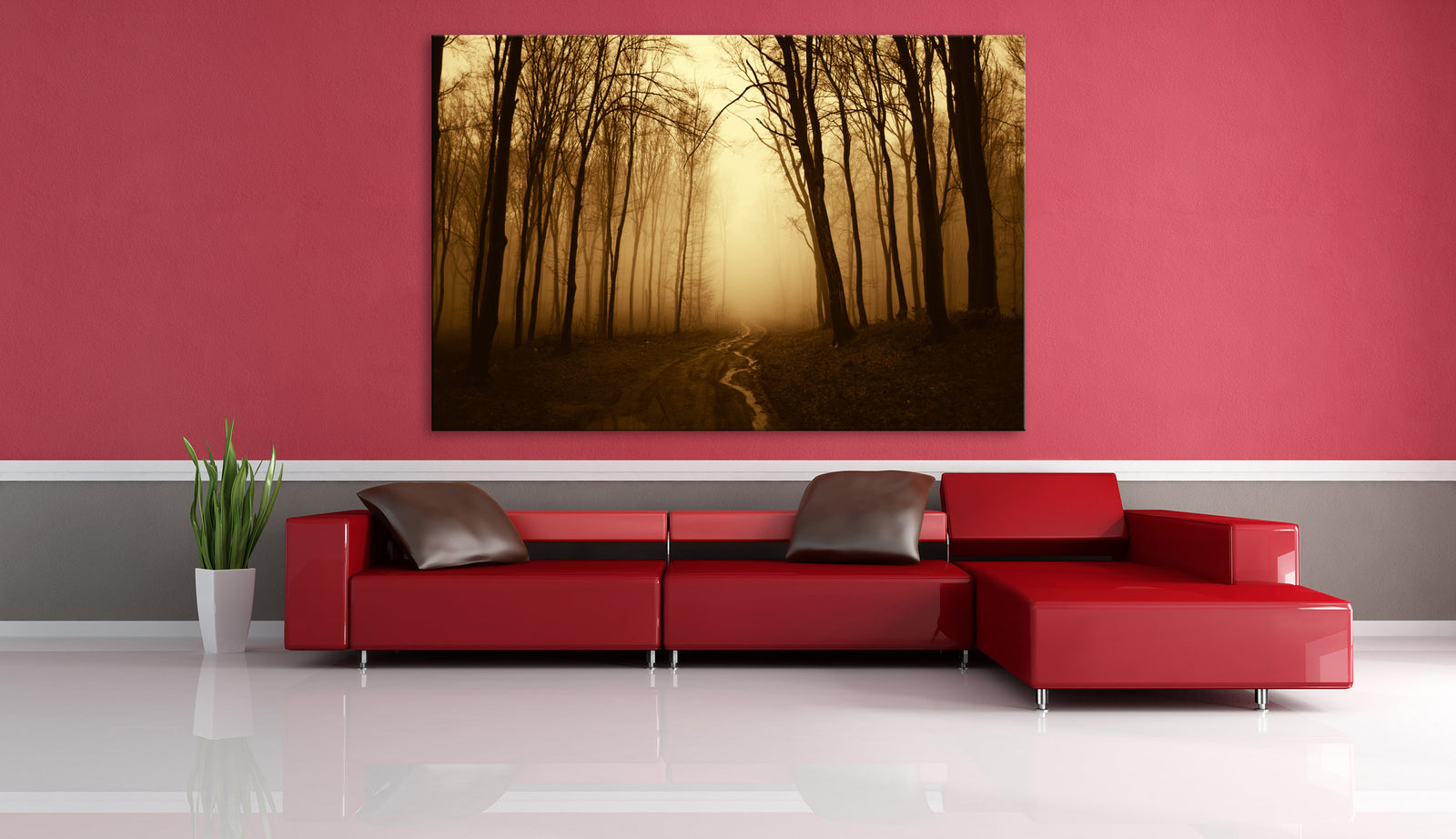 Landscapes No. 208, shown framed in a room by day