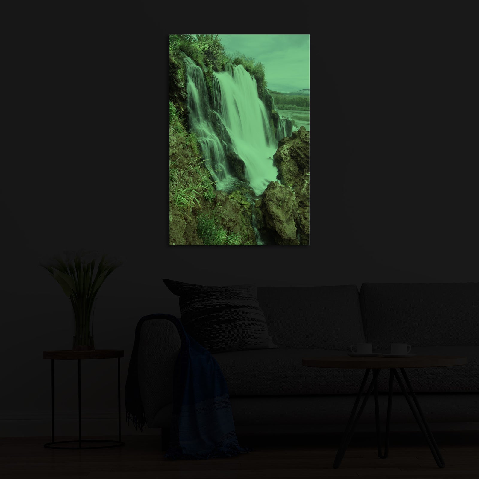 Landscapes No. 210, glowing in a room at night