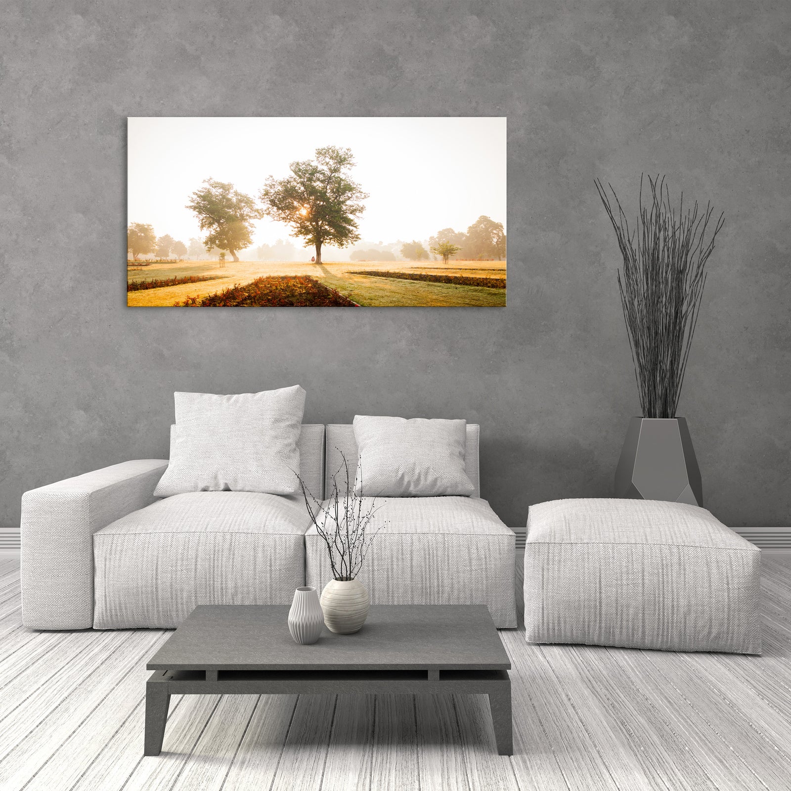 Landscapes No. 211, shown framed in a room by day