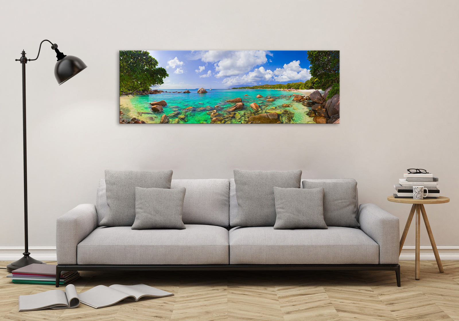 Landscapes No. 212, shown framed in a room by day