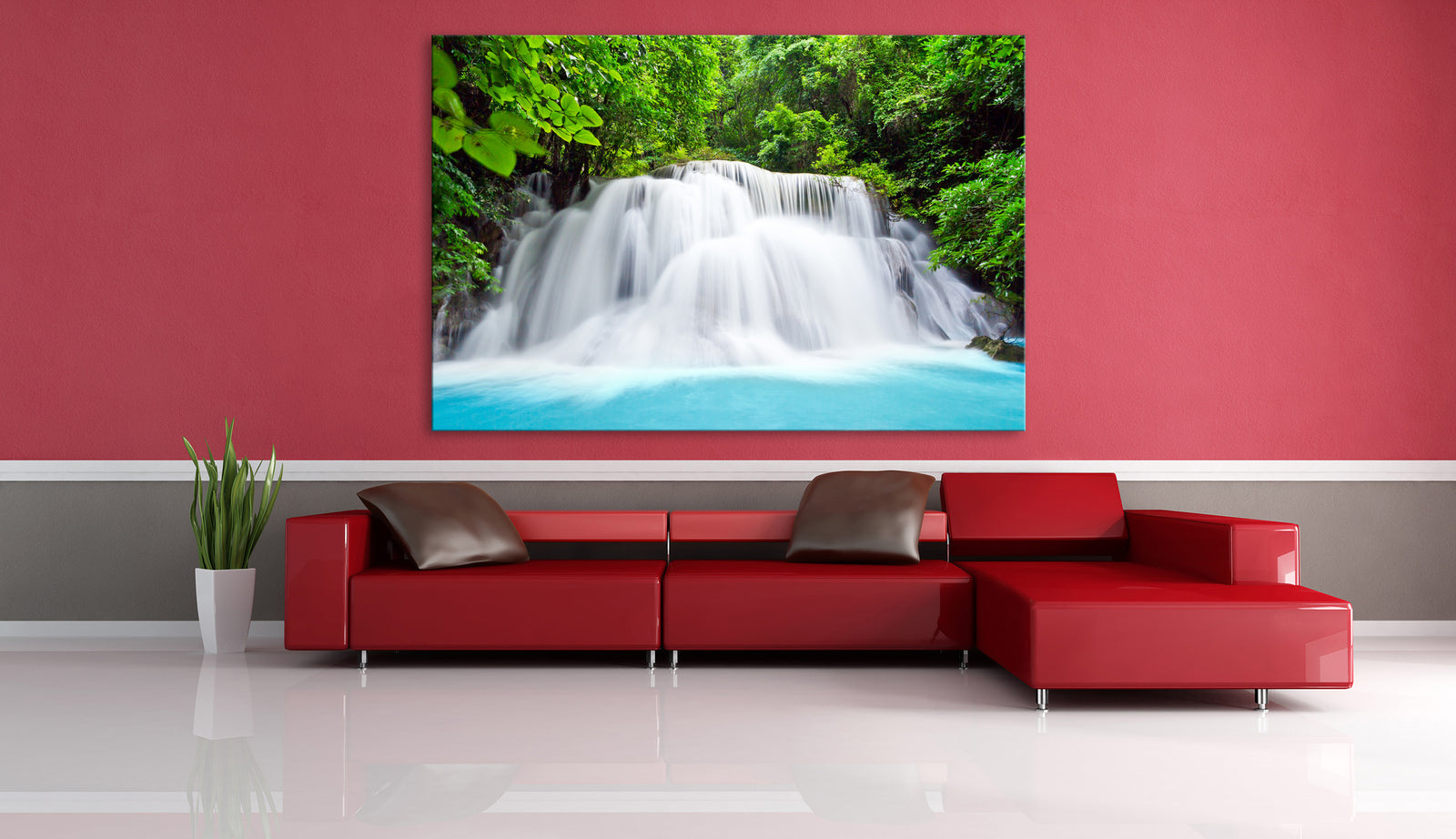 Landscapes No. 214, shown framed in a room by day