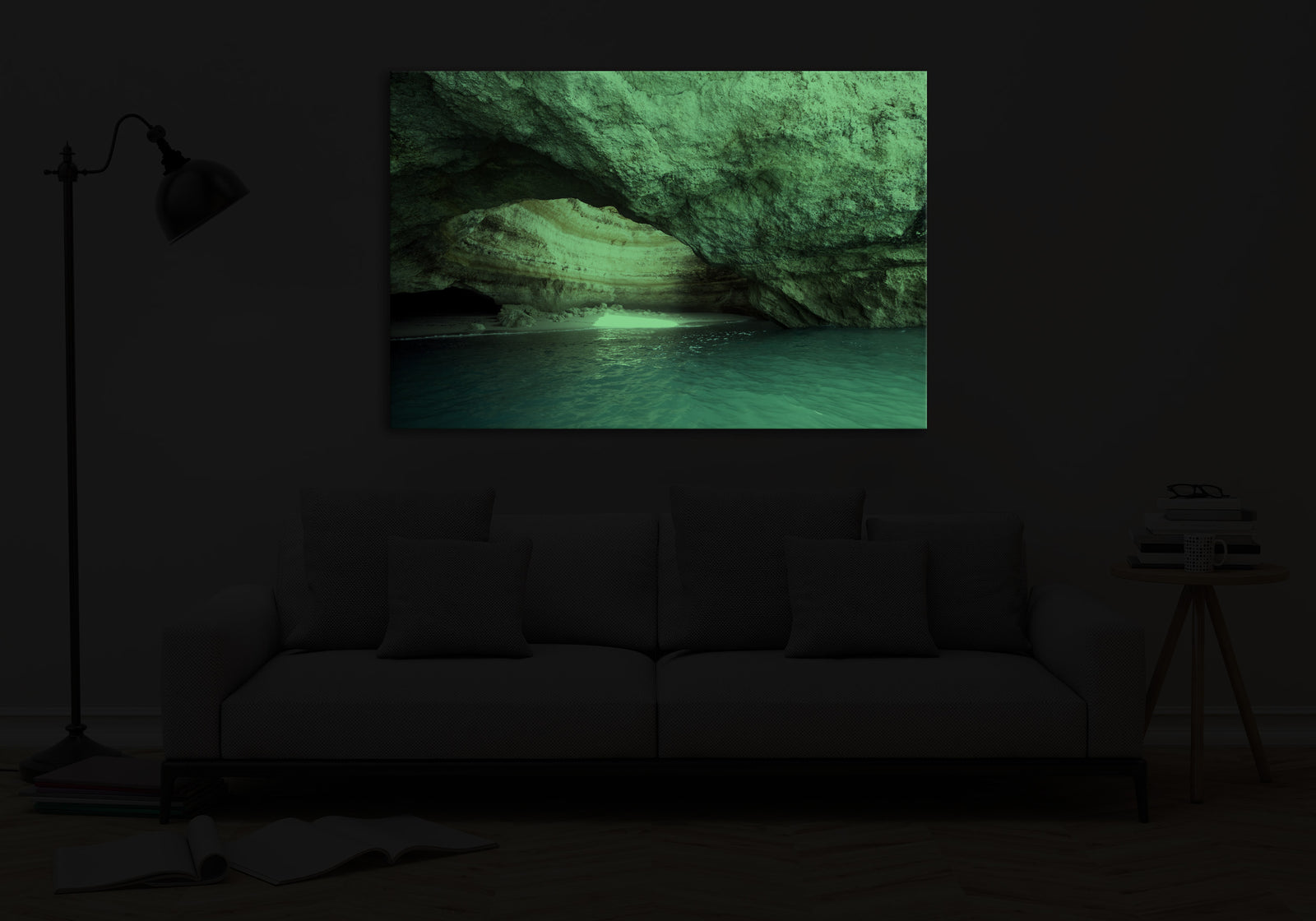 Landscapes No. 215, glowing in a room at night