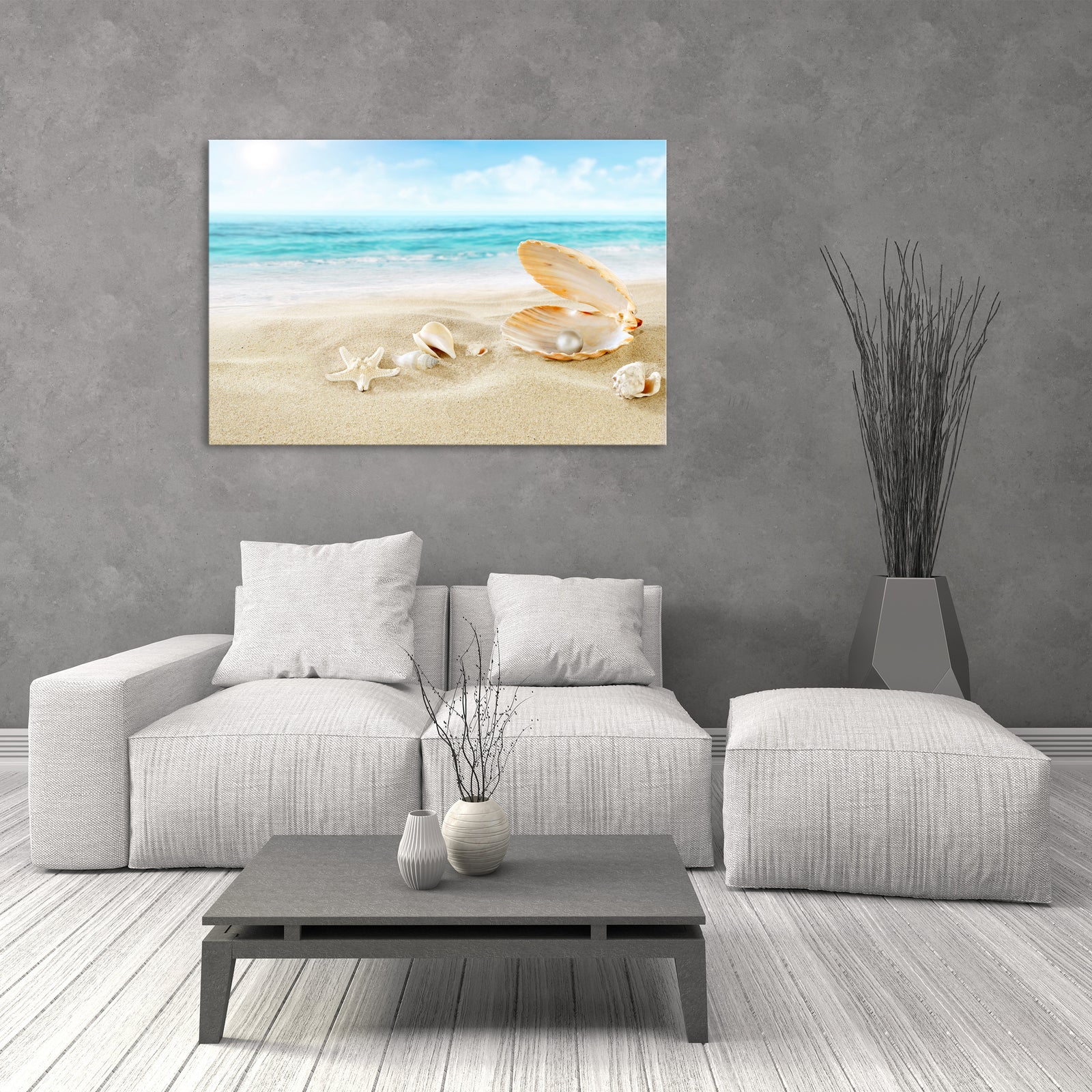 Landscapes No. 218, shown framed in a room by day