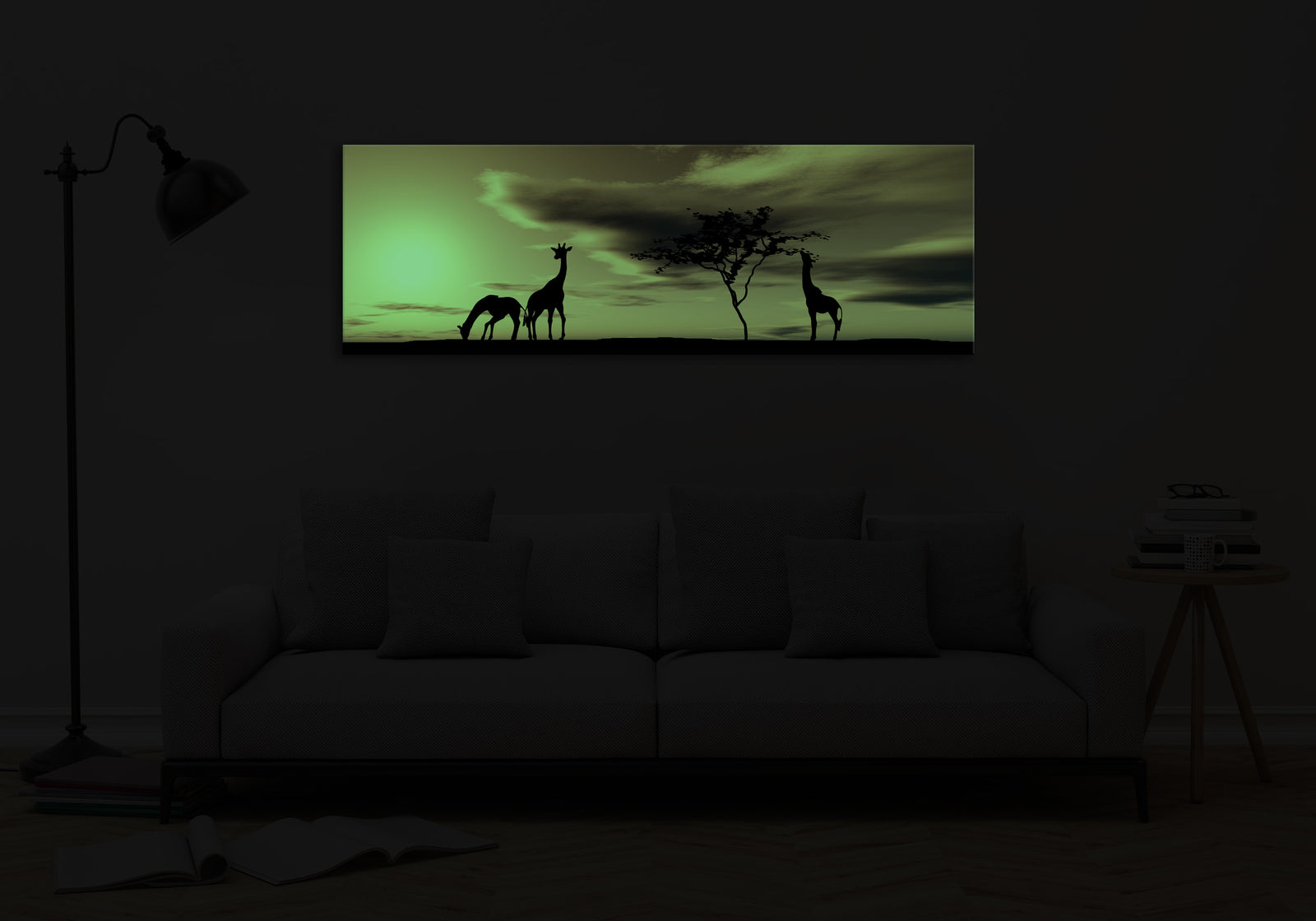 Landscapes No. 219, glowing in a room at night