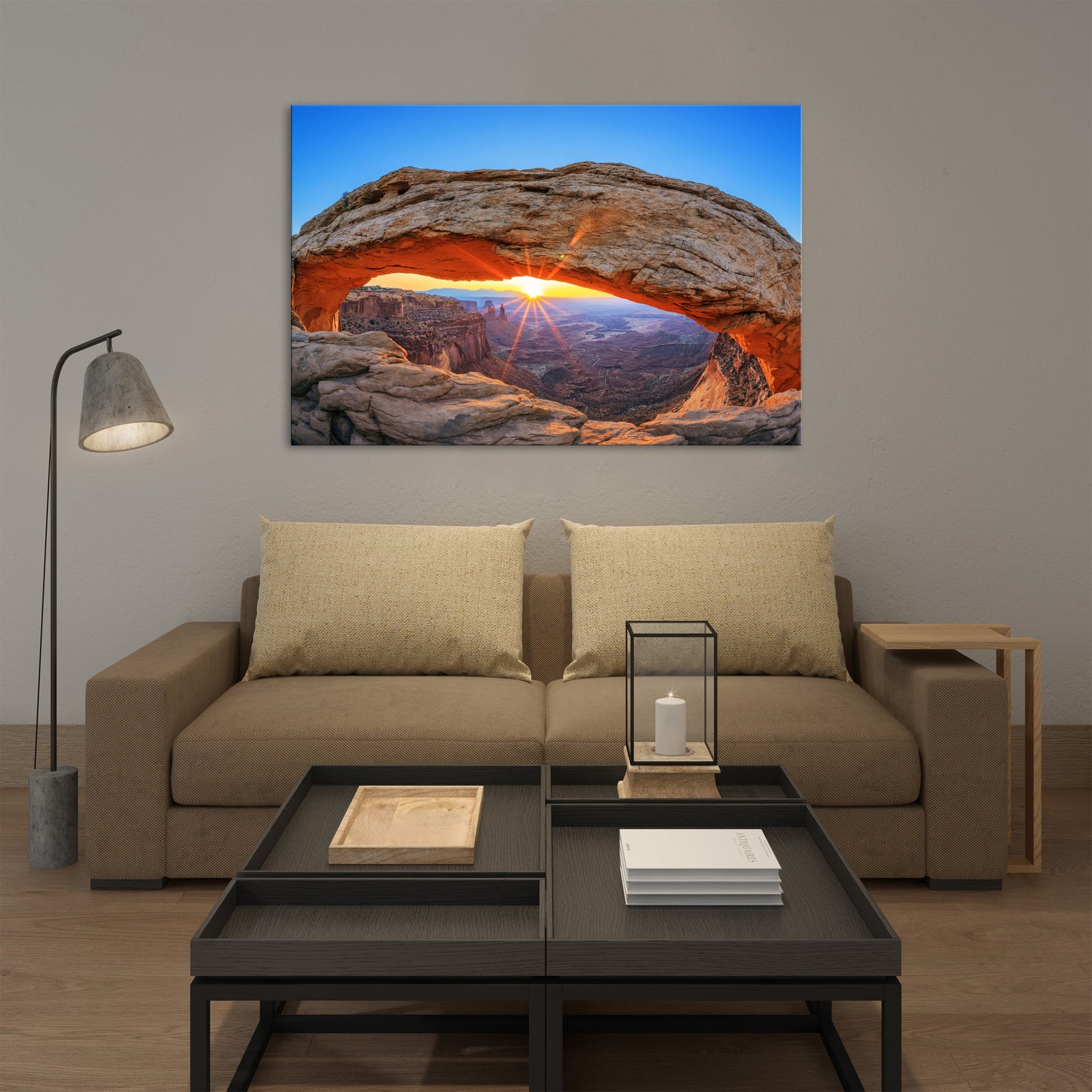 Landscapes No. 220, shown framed in a room by day