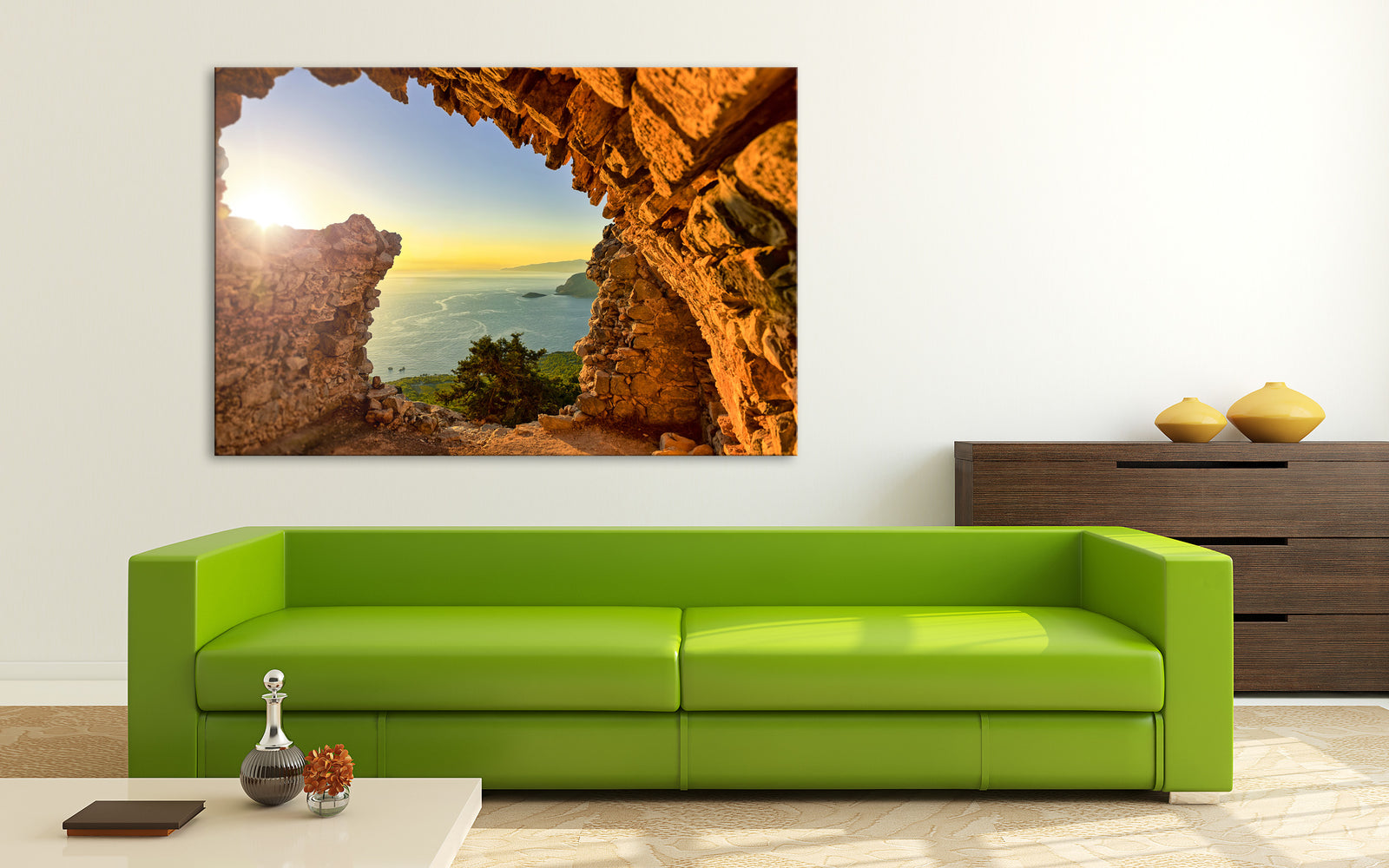 Landscapes No. 221, shown framed in a room by day