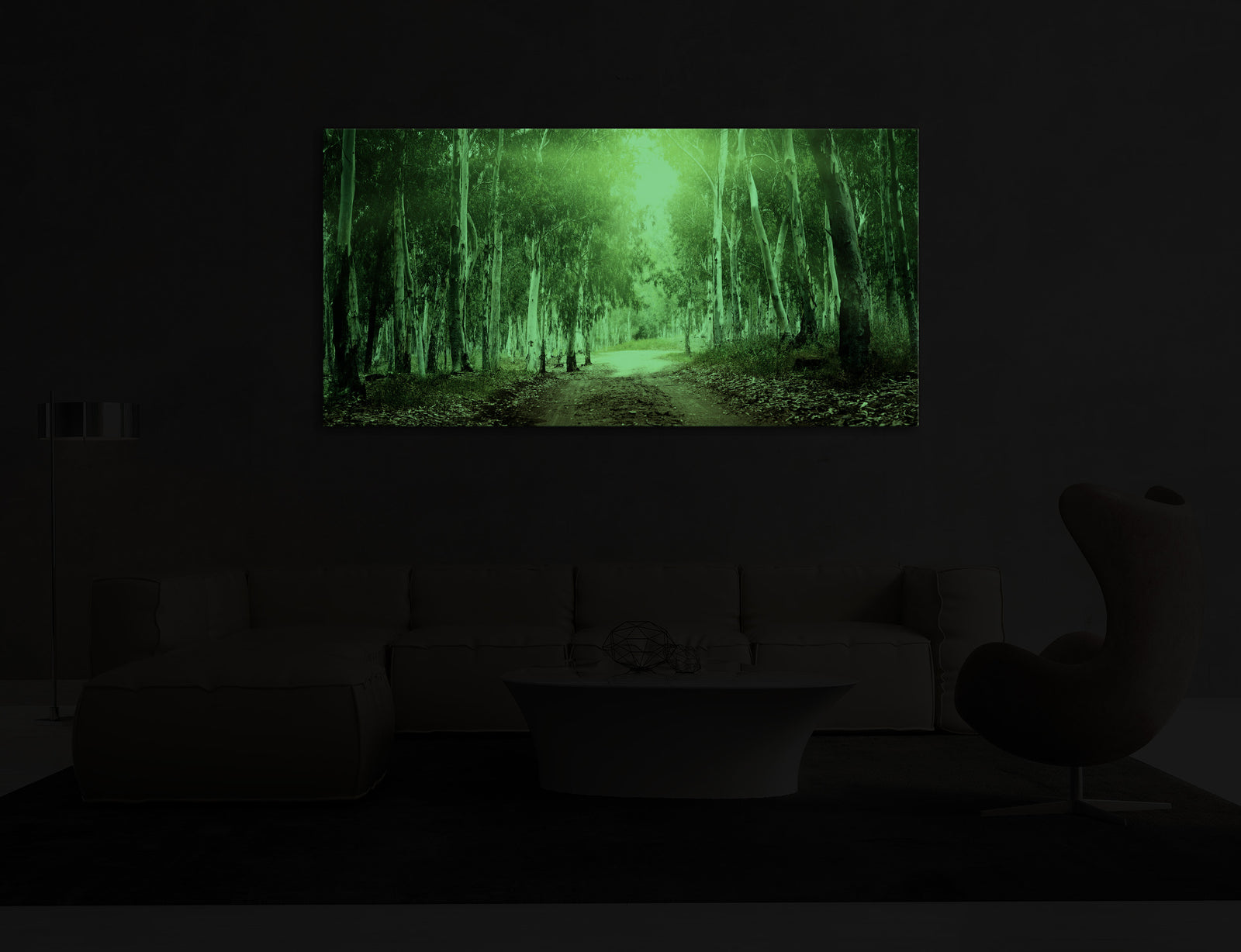 Landscapes No. 222, glowing in a room at night