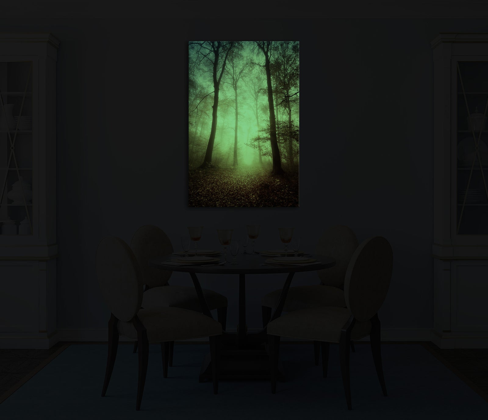 Landscapes No. 223, glowing in a room at night
