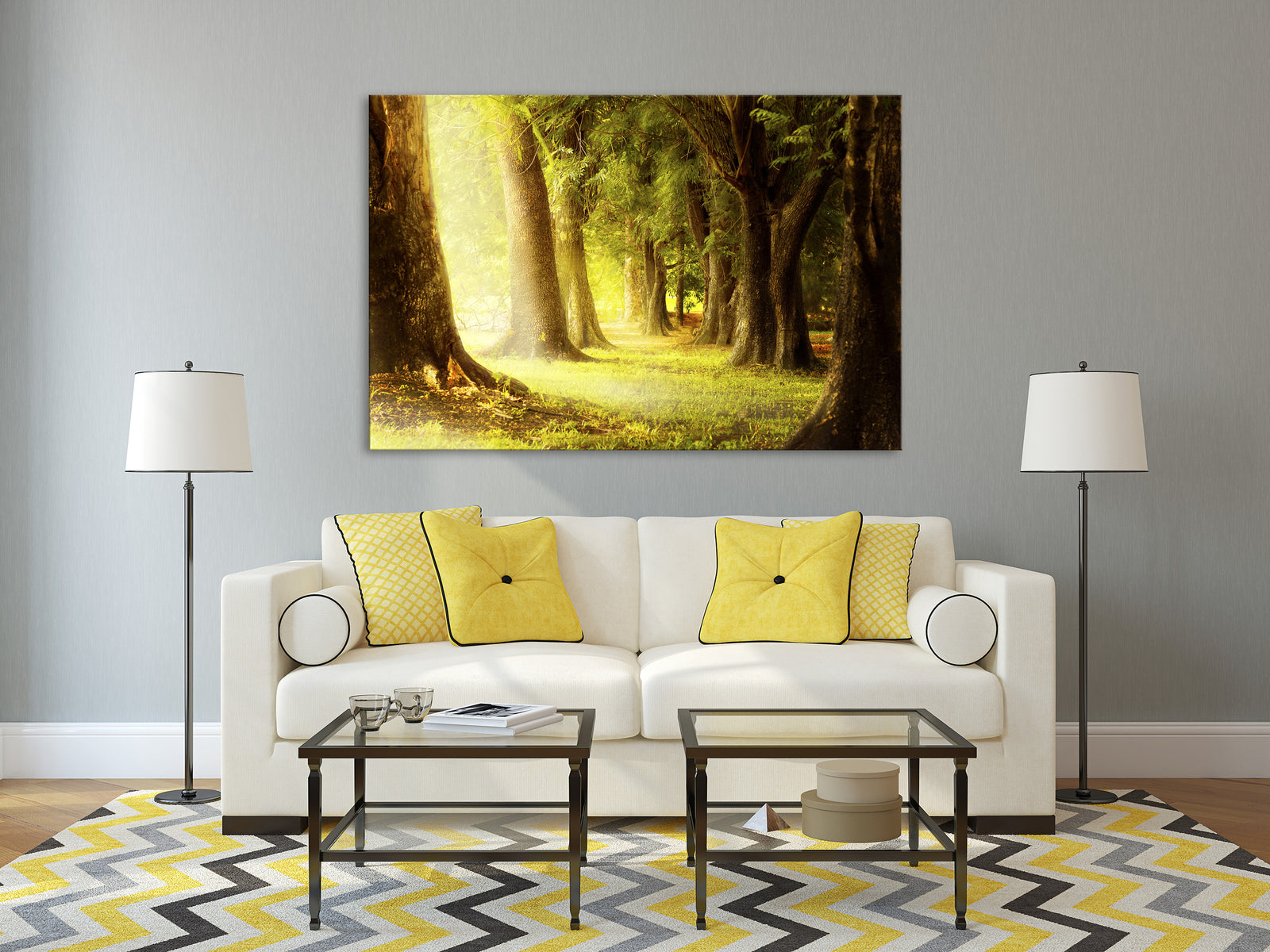 Landscapes No. 224, shown framed in a room by day